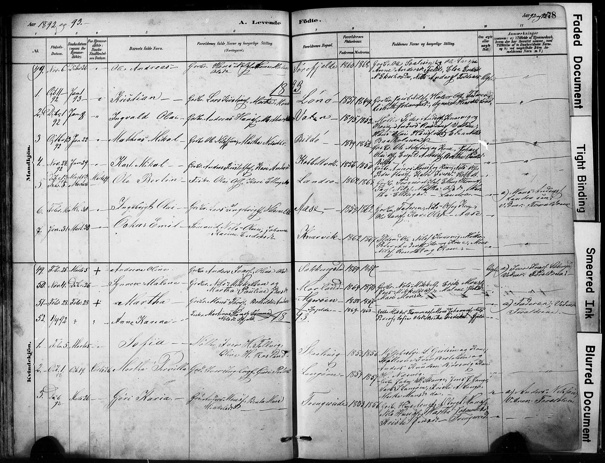 Fjell sokneprestembete, SAB/A-75301/H/Hab: Parish register (copy) no. A 4, 1880-1899, p. 78