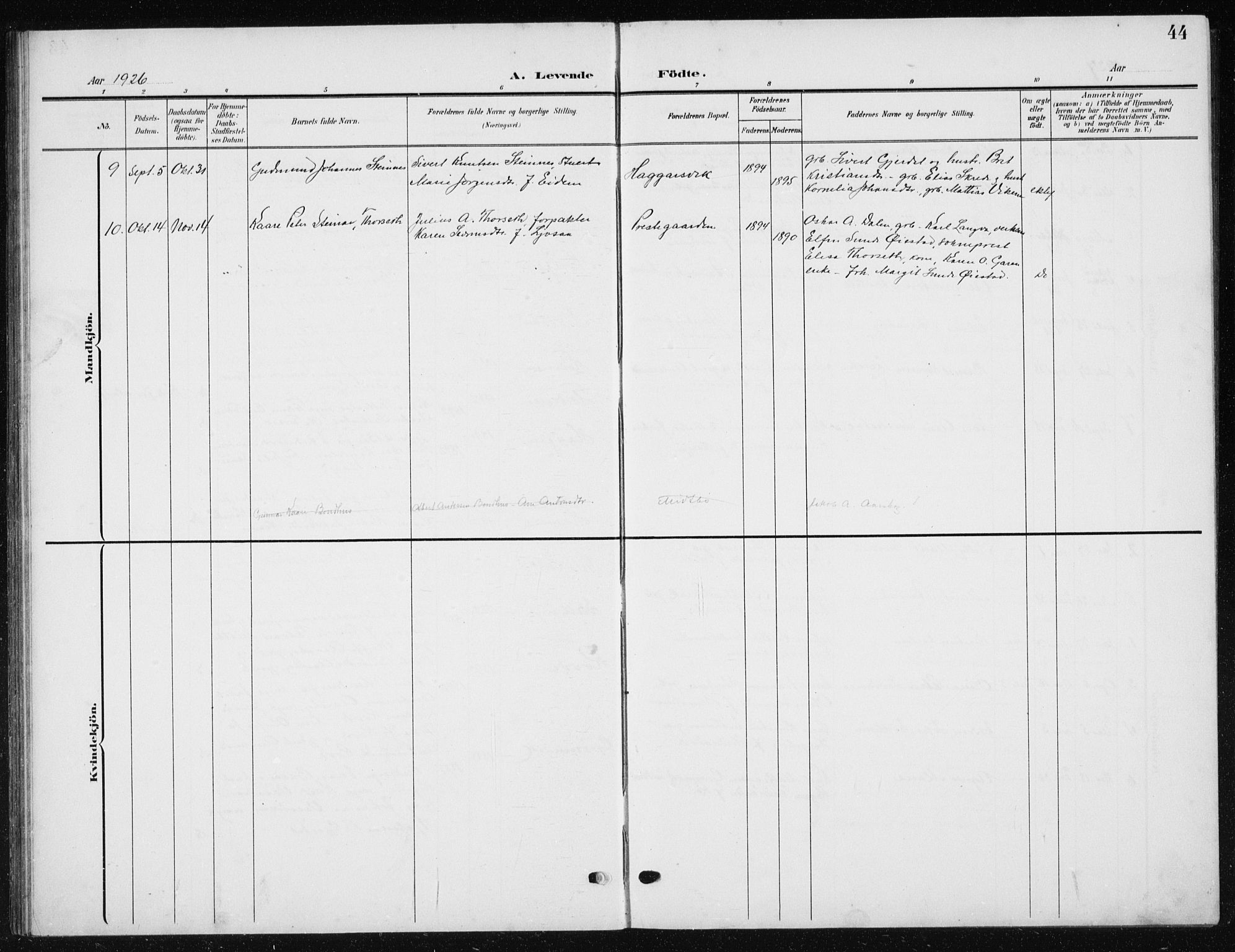 Ministerialprotokoller, klokkerbøker og fødselsregistre - Møre og Romsdal, AV/SAT-A-1454/504/L0061: Parish register (copy) no. 504C03, 1902-1940, p. 44