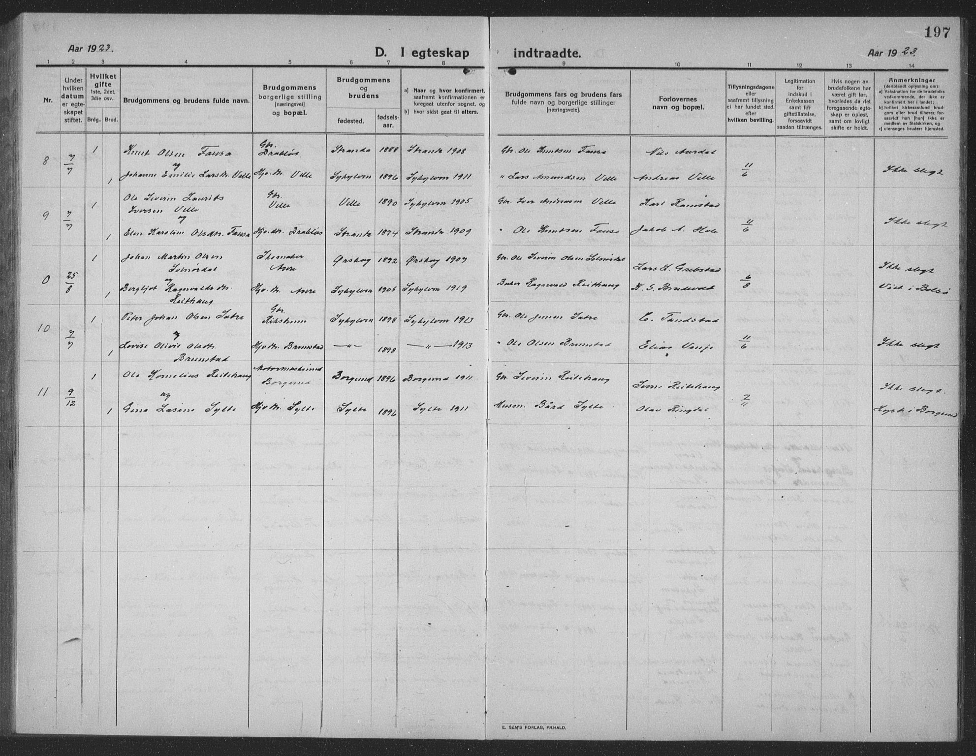 Ministerialprotokoller, klokkerbøker og fødselsregistre - Møre og Romsdal, AV/SAT-A-1454/523/L0342: Parish register (copy) no. 523C05, 1916-1937, p. 197