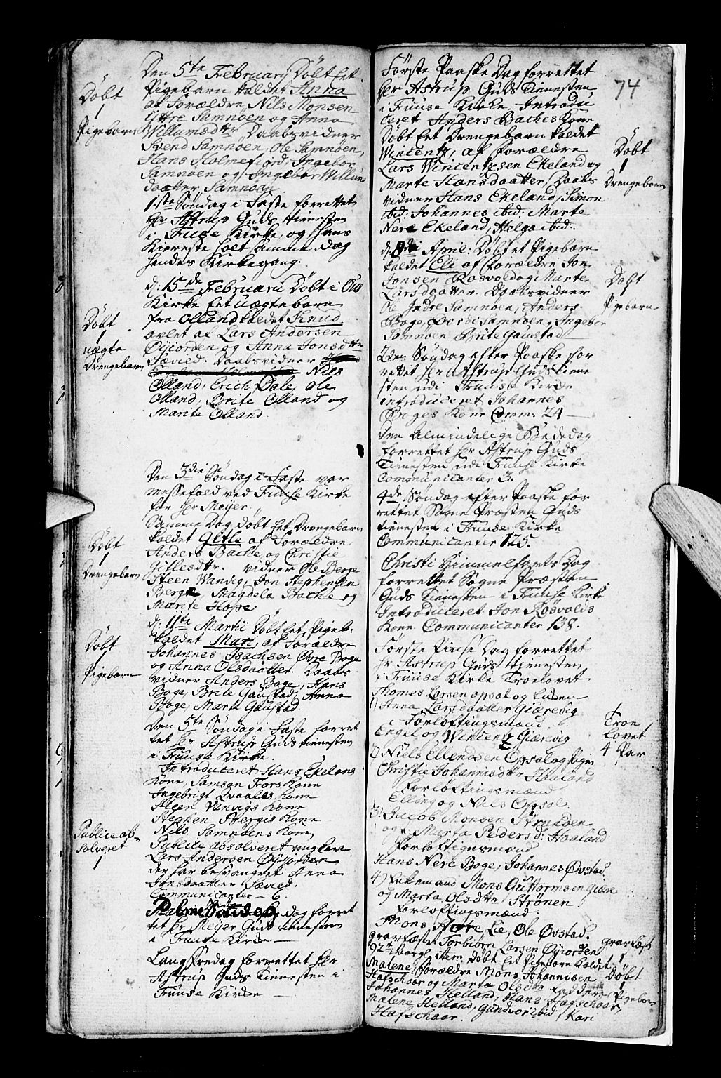 Os sokneprestembete, SAB/A-99929: Parish register (official) no. A 7, 1723-1760, p. 74