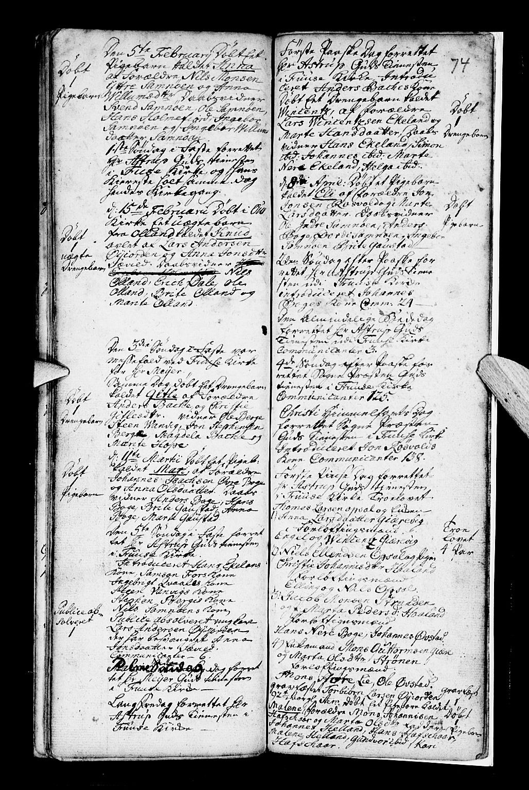 Os sokneprestembete, AV/SAB-A-99929: Parish register (official) no. A 7, 1723-1760, p. 74