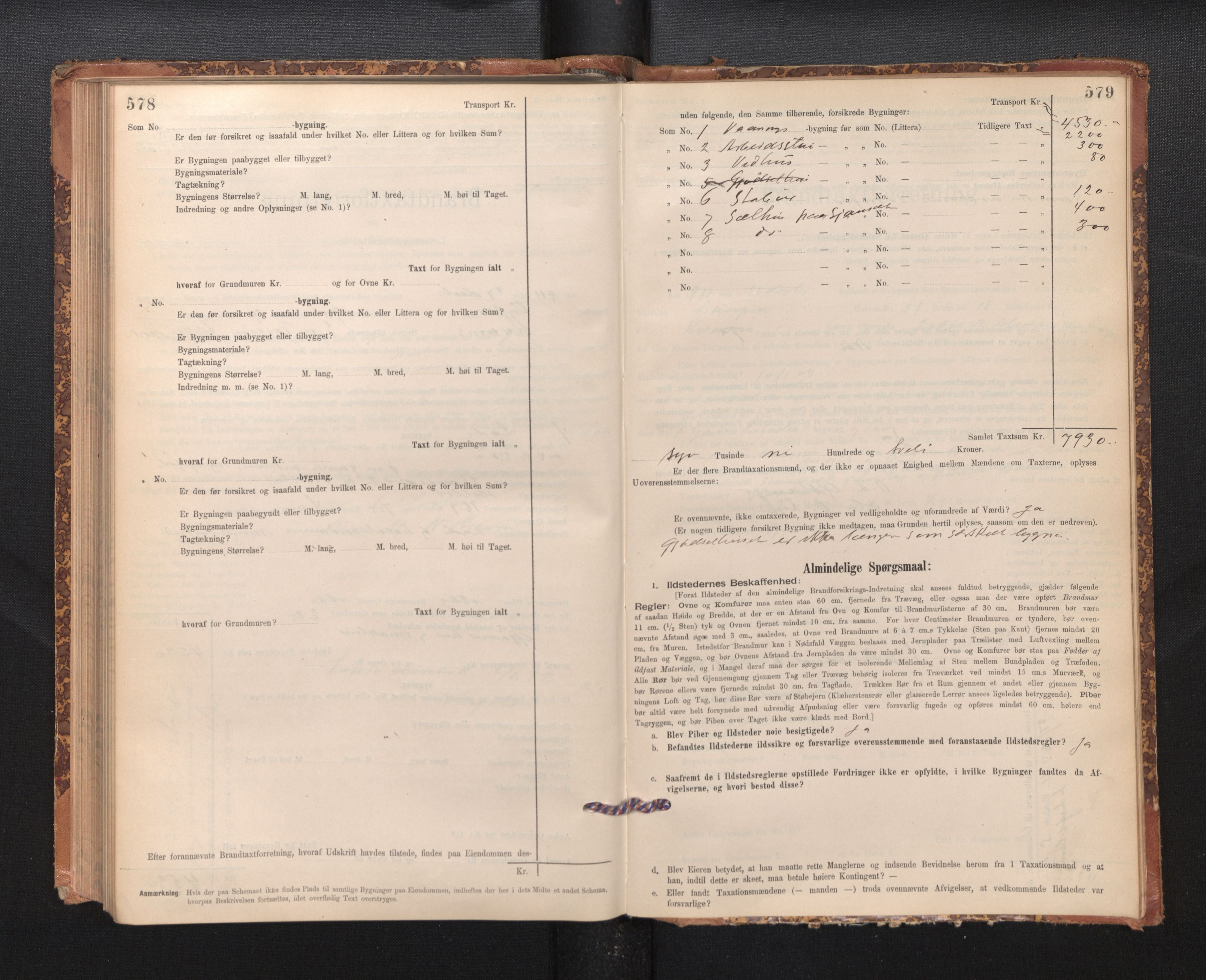 Lensmannen i Kvam, SAB/A-33201/0012/L0005: Branntakstprotokoll, skjematakst, 1894-1913, p. 578-579