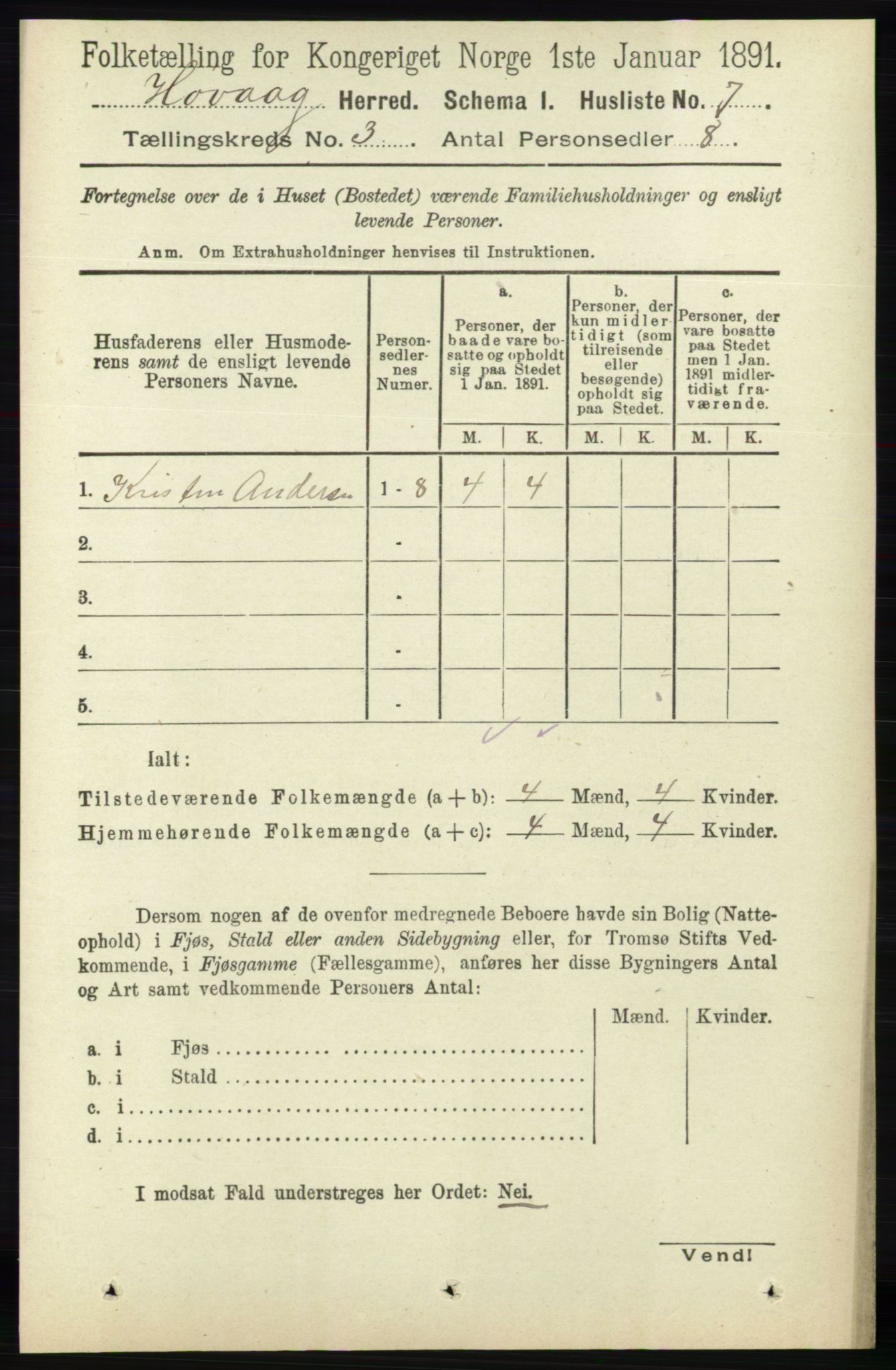 RA, 1891 census for 0927 Høvåg, 1891, p. 925