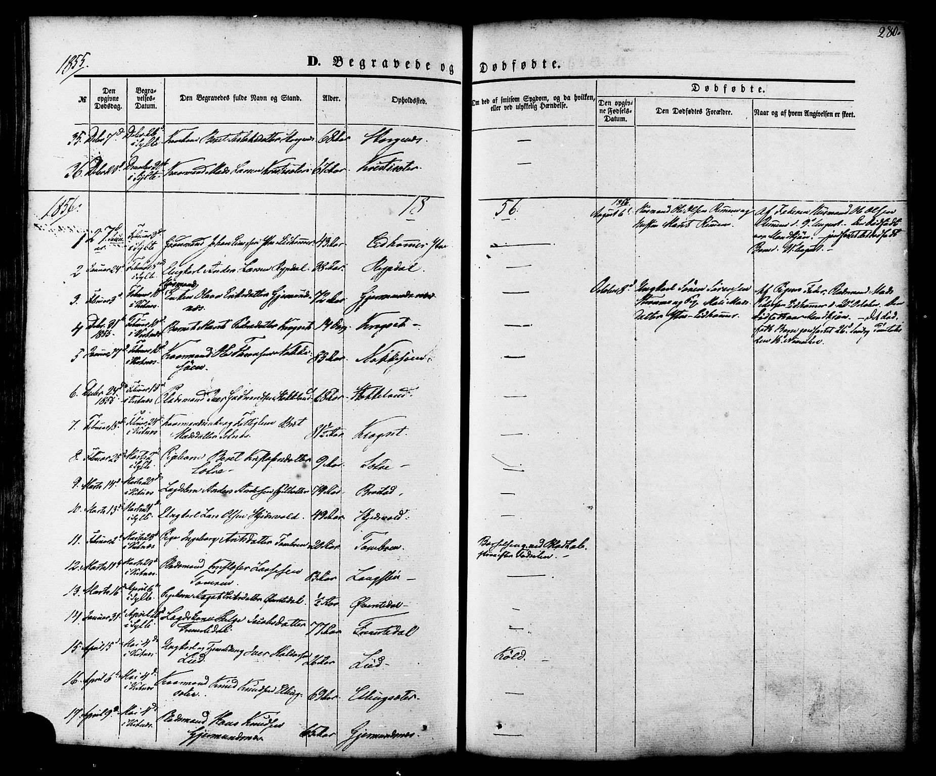 Ministerialprotokoller, klokkerbøker og fødselsregistre - Møre og Romsdal, SAT/A-1454/539/L0529: Parish register (official) no. 539A02, 1848-1872, p. 280