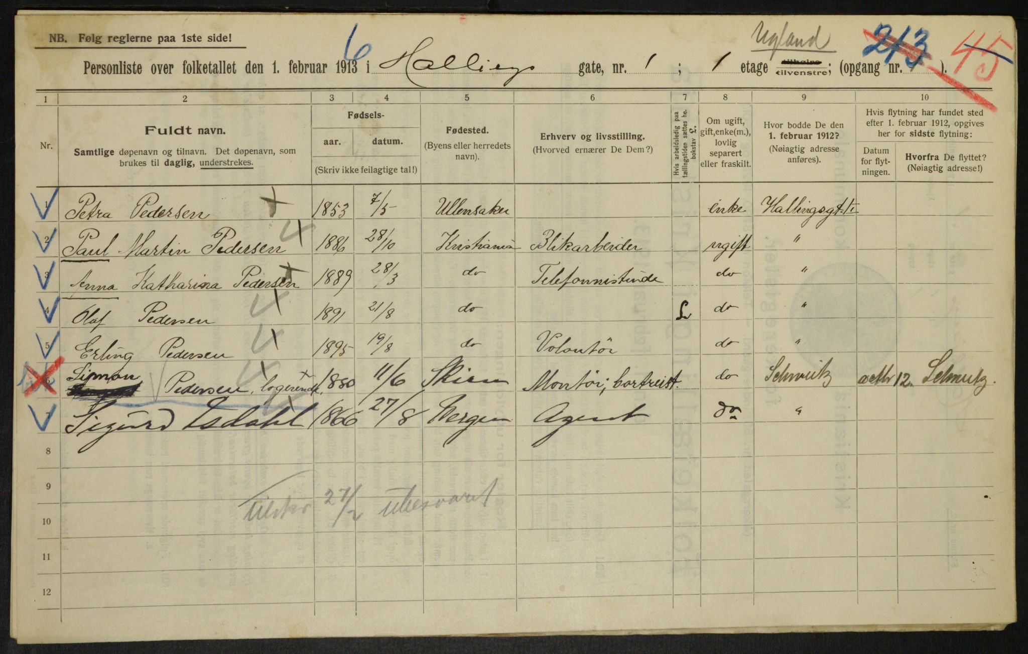 OBA, Municipal Census 1913 for Kristiania, 1913, p. 34096