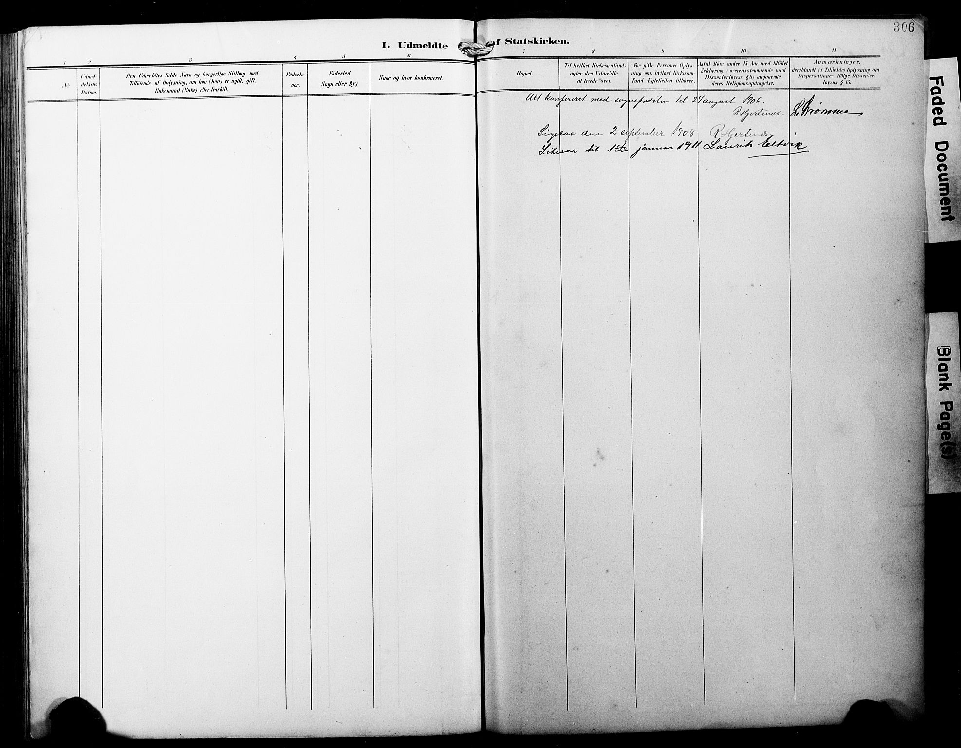 Selje sokneprestembete, SAB/A-99938/H/Ha/Hab/Habb: Parish register (copy) no. B 1, 1905-1923, p. 306