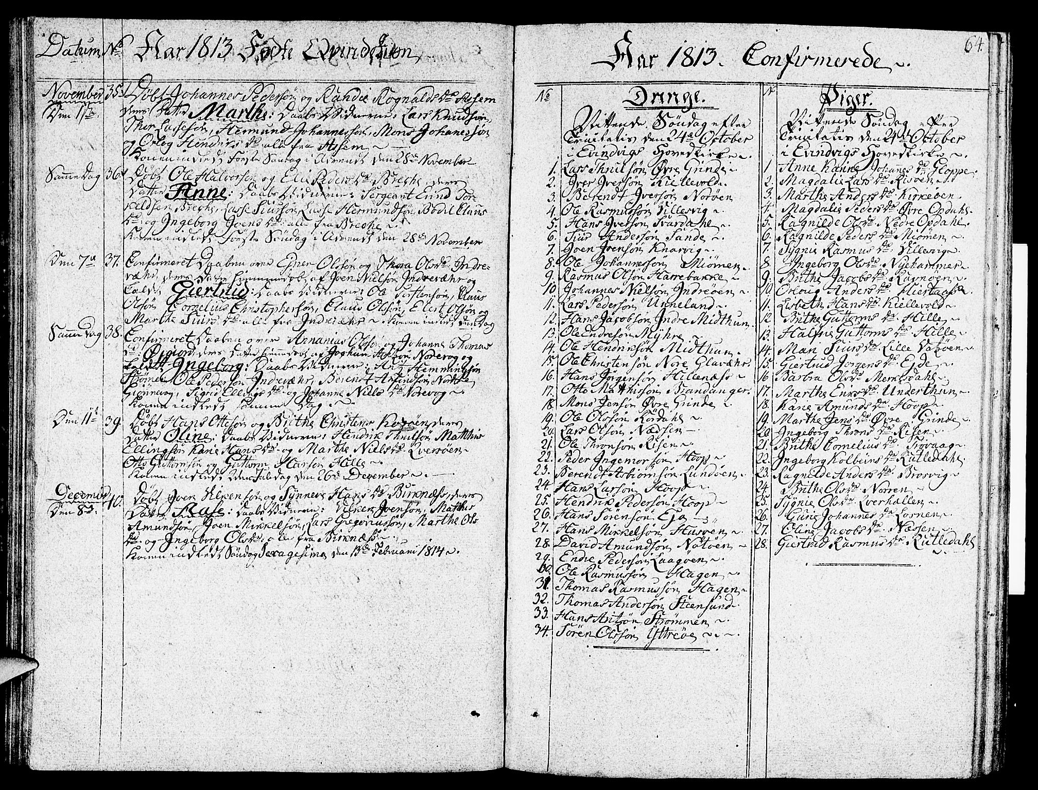 Gulen sokneprestembete, AV/SAB-A-80201/H/Haa/Haaa/L0017: Parish register (official) no. A 17, 1809-1825, p. 64