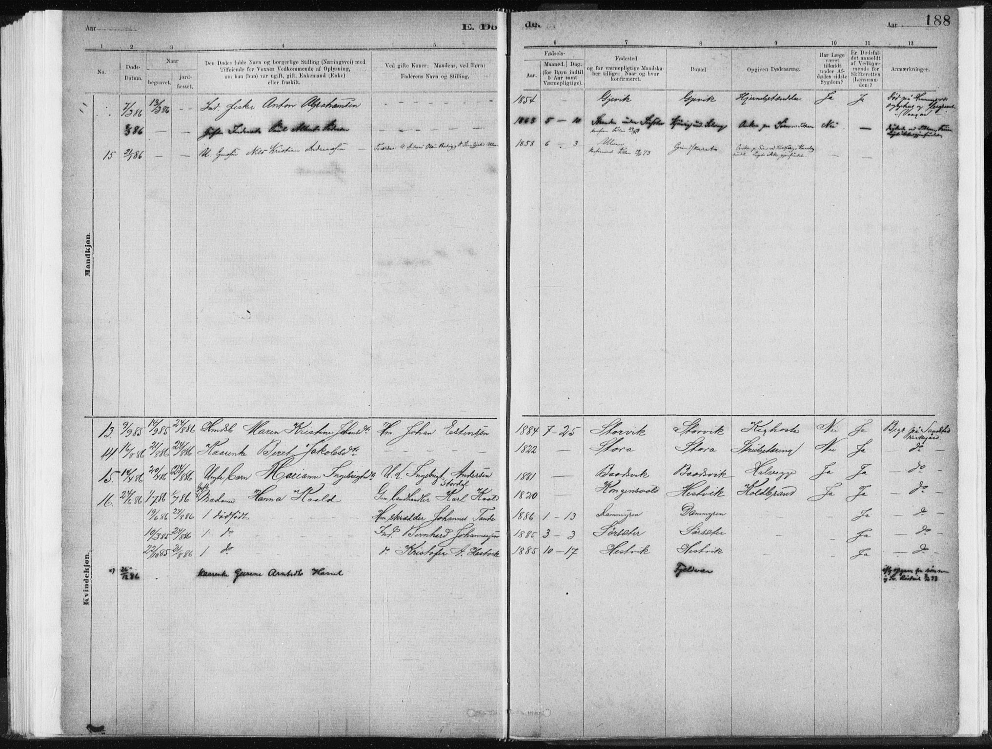 Ministerialprotokoller, klokkerbøker og fødselsregistre - Sør-Trøndelag, SAT/A-1456/637/L0558: Parish register (official) no. 637A01, 1882-1899, p. 188