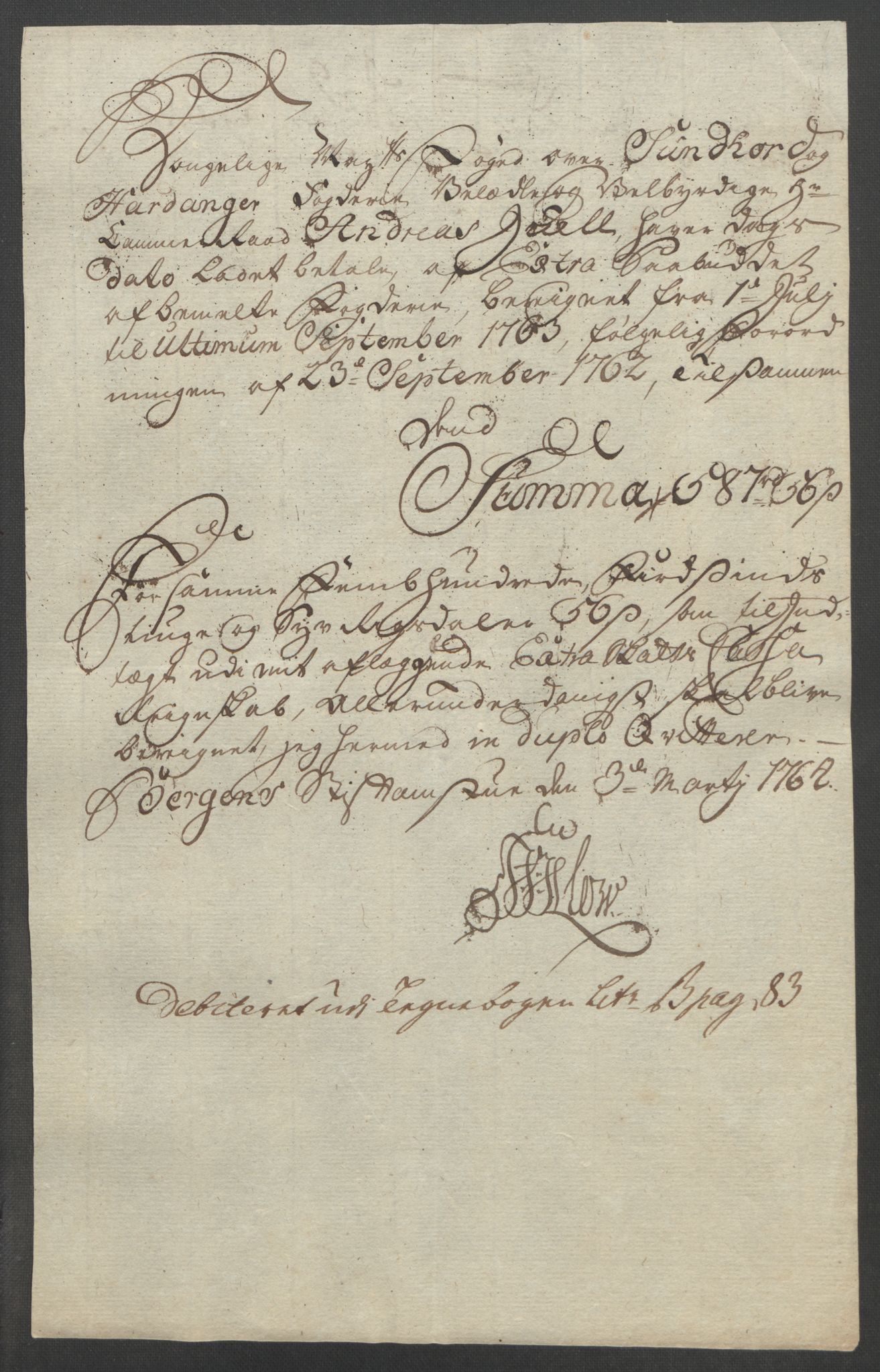 Rentekammeret inntil 1814, Reviderte regnskaper, Fogderegnskap, AV/RA-EA-4092/R48/L3136: Ekstraskatten Sunnhordland og Hardanger, 1762-1772, p. 43