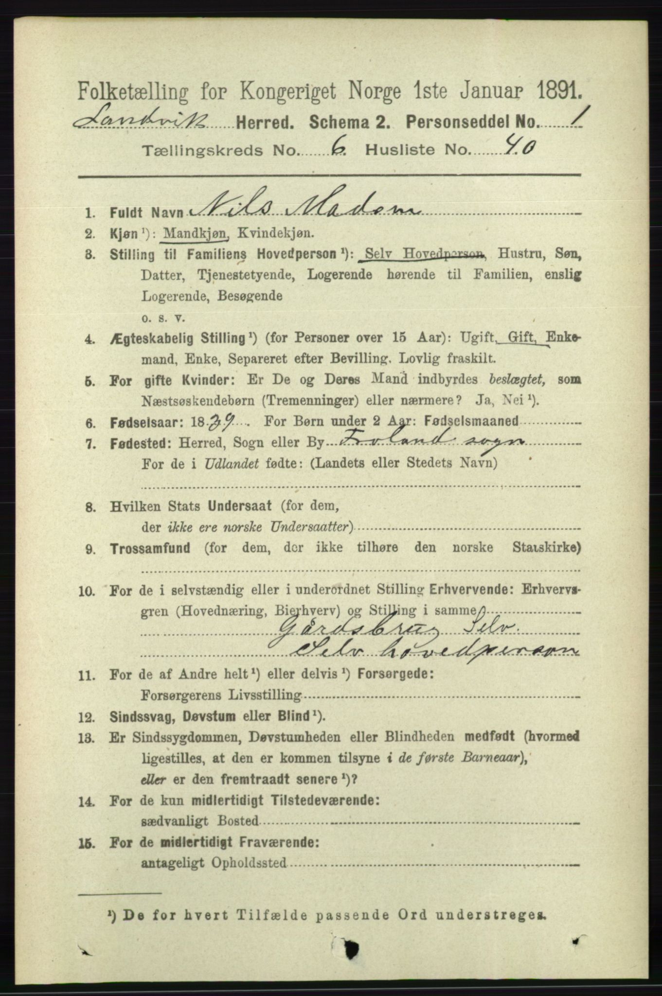 RA, 1891 census for 0924 Landvik, 1891, p. 2719