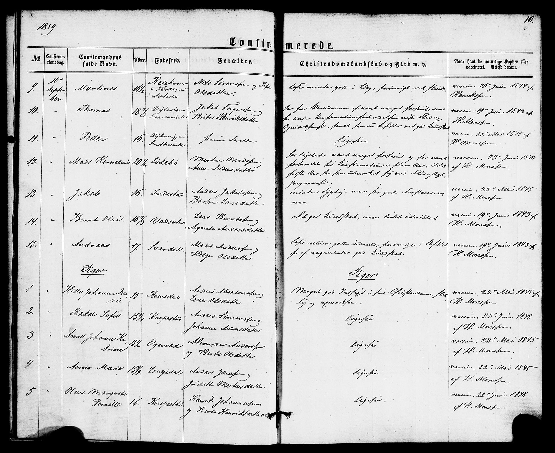 Kinn sokneprestembete, SAB/A-80801/H/Haa/Haaa/L0008: Parish register (official) no. A 8, 1859-1882, p. 10