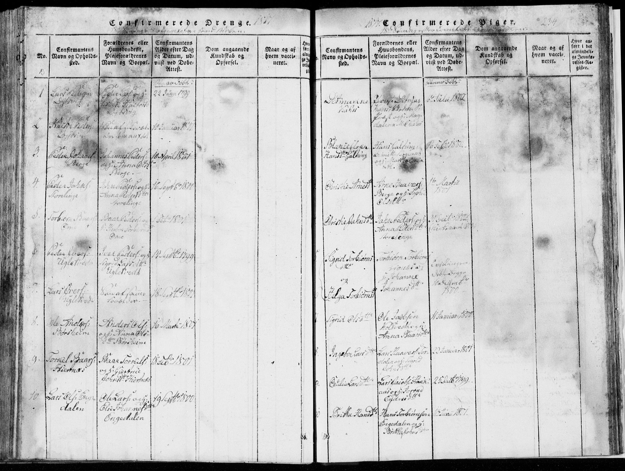 Strandebarm sokneprestembete, SAB/A-78401/H/Hab: Parish register (copy) no. A  1, 1816-1826, p. 234