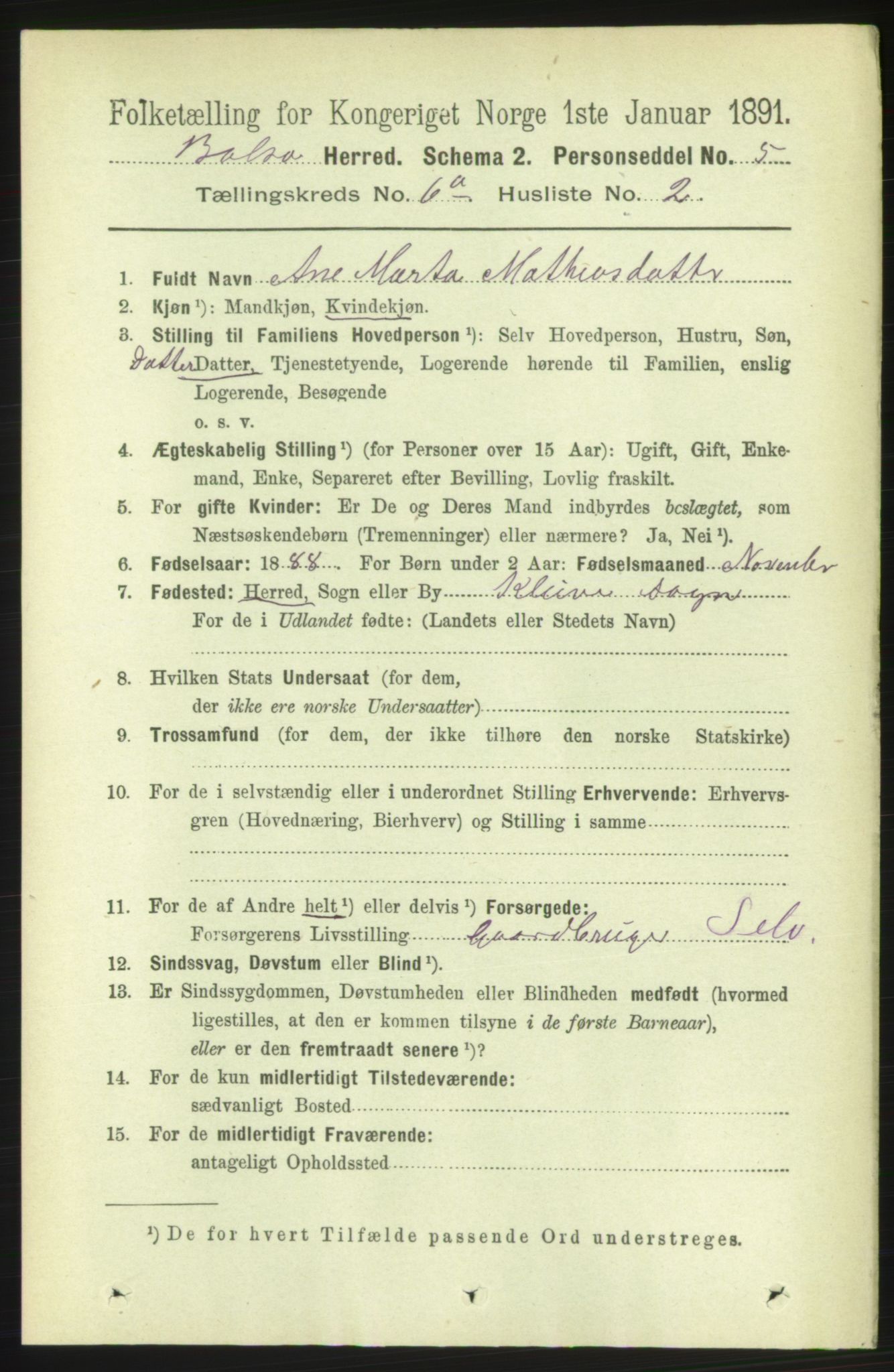 RA, 1891 census for 1544 Bolsøy, 1891, p. 3739