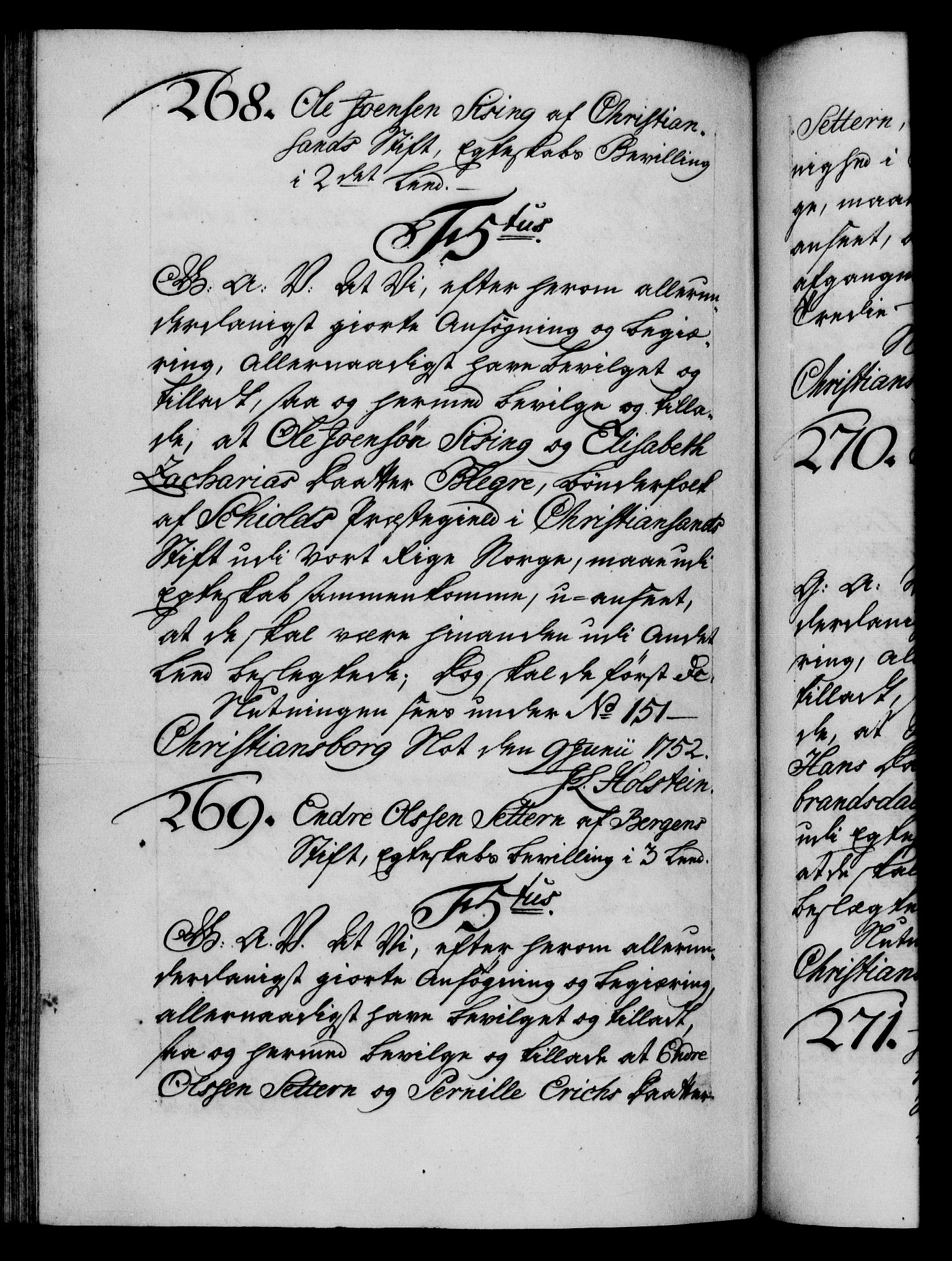 Danske Kanselli 1572-1799, AV/RA-EA-3023/F/Fc/Fca/Fcaa/L0037: Norske registre, 1751-1752, p. 634b