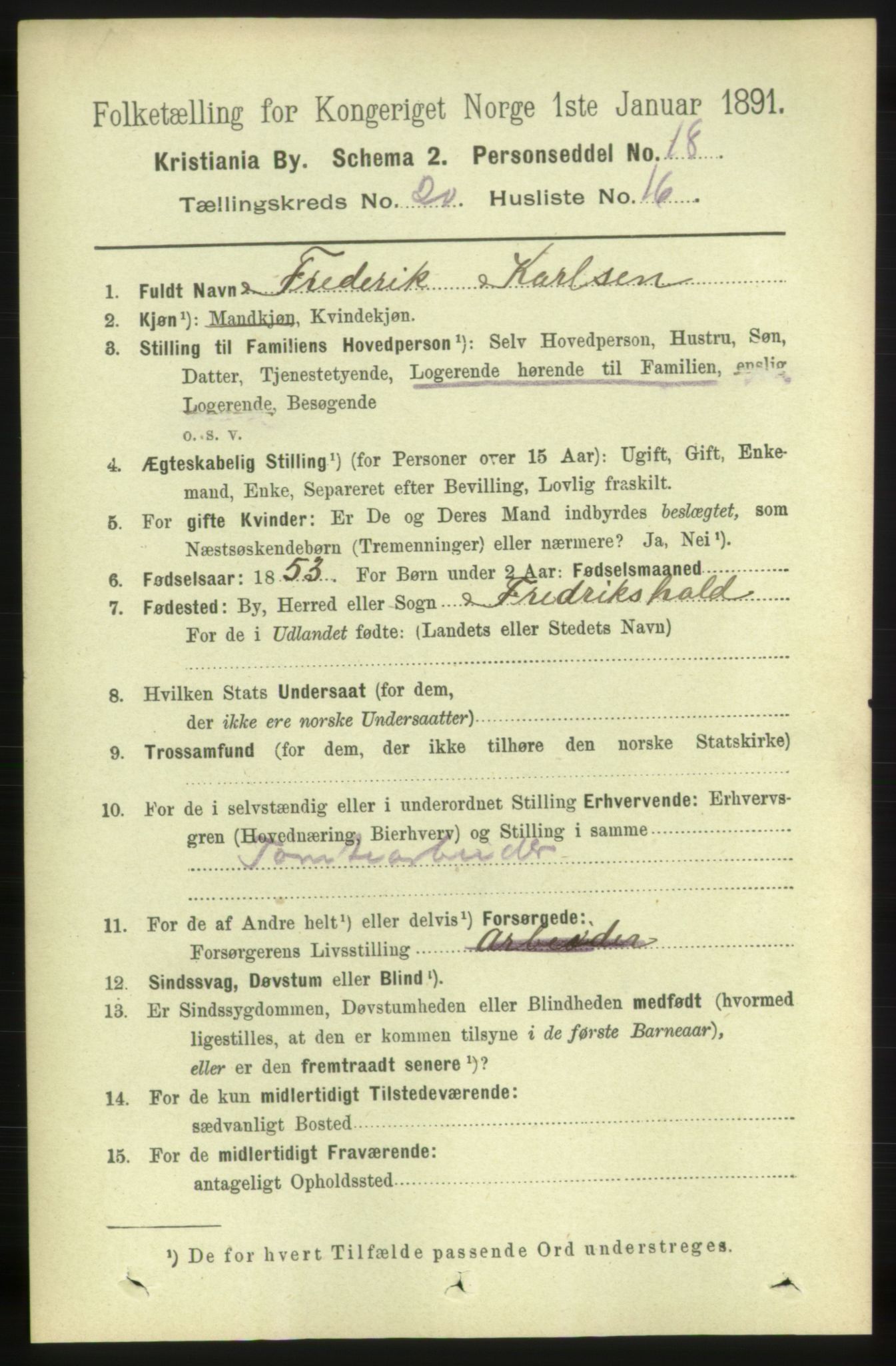 RA, 1891 census for 0301 Kristiania, 1891, p. 10131