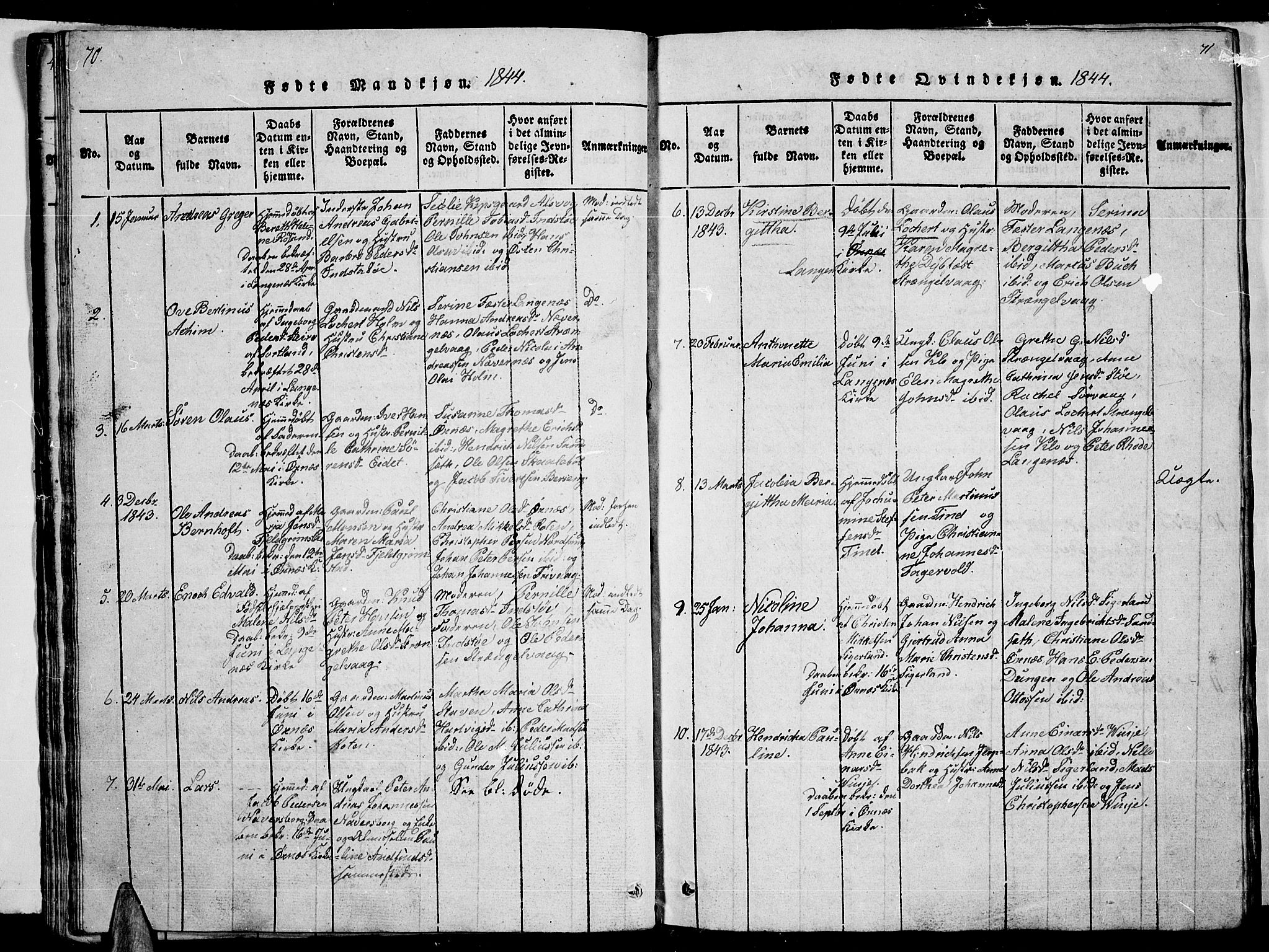 Ministerialprotokoller, klokkerbøker og fødselsregistre - Nordland, AV/SAT-A-1459/893/L1346: Parish register (copy) no. 893C01, 1820-1858, p. 70-71