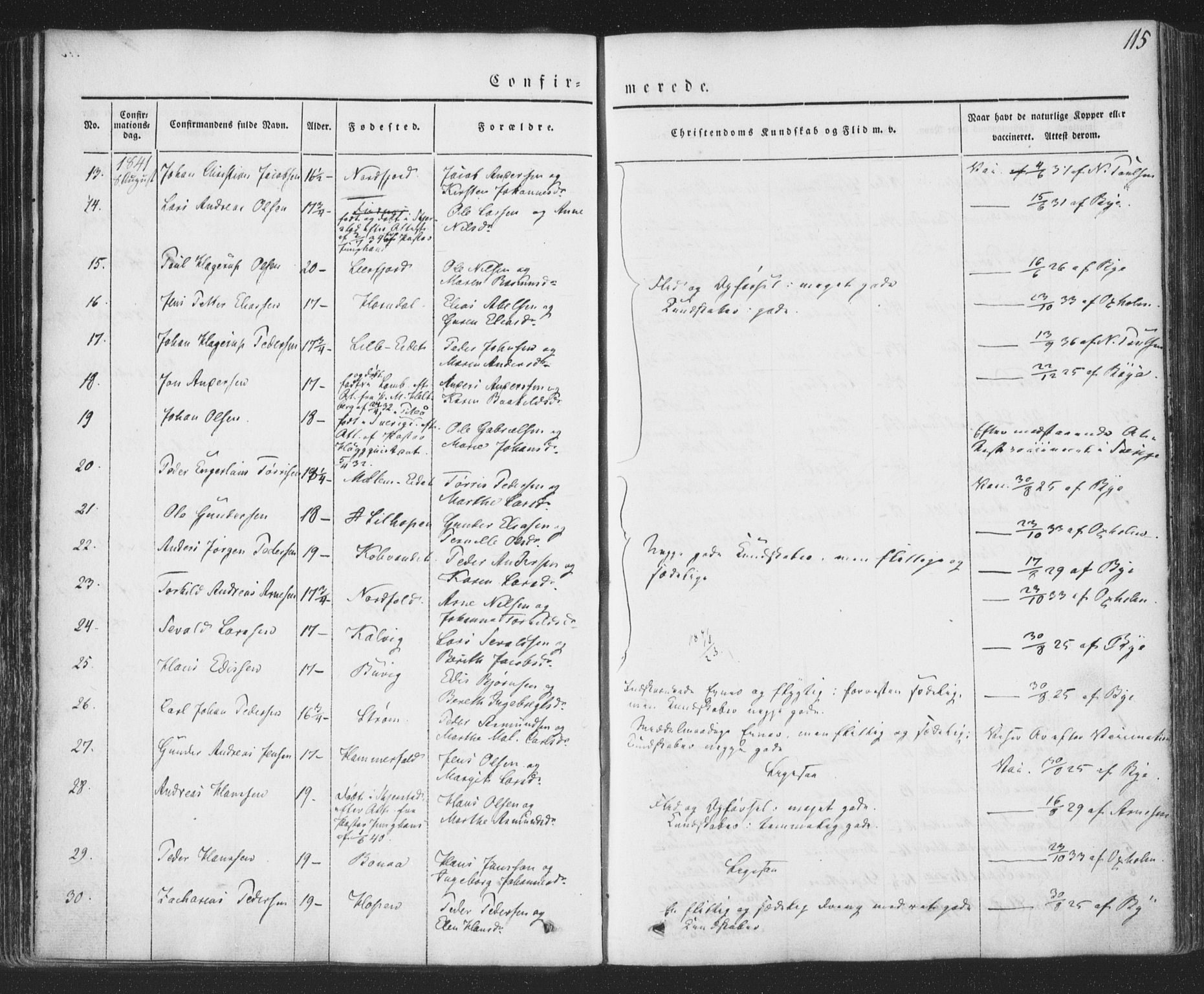 Ministerialprotokoller, klokkerbøker og fødselsregistre - Nordland, AV/SAT-A-1459/853/L0769: Parish register (official) no. 853A08, 1836-1856, p. 115