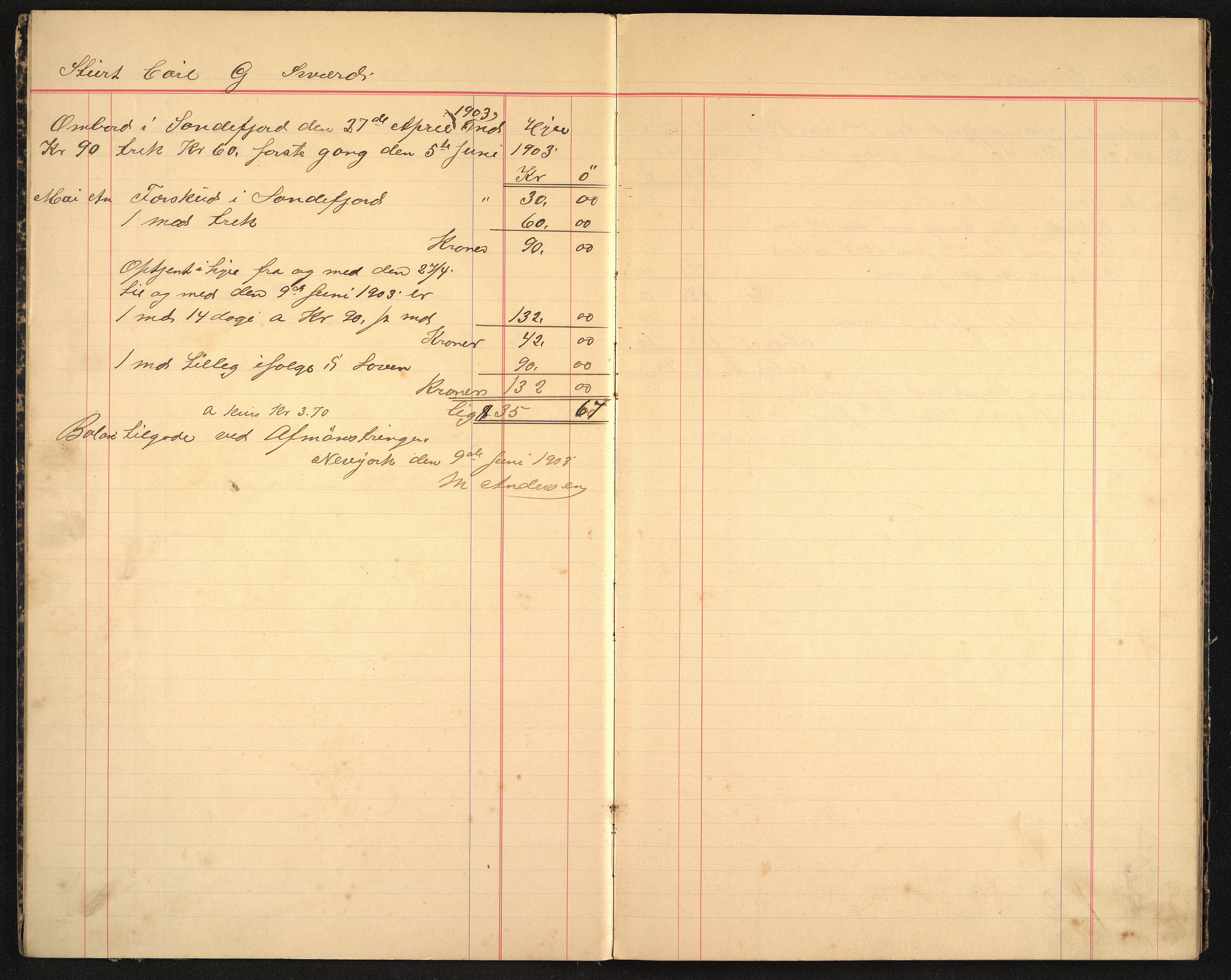 Andersen, M. Kaptein, VEMU/VFA-A-1140/R/L0005: Regnskapsjournal - mannskapsavregninger, 1903-1905