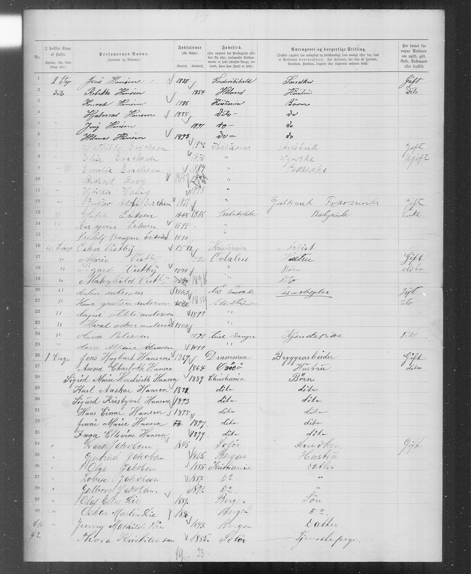 OBA, Municipal Census 1899 for Kristiania, 1899, p. 6309