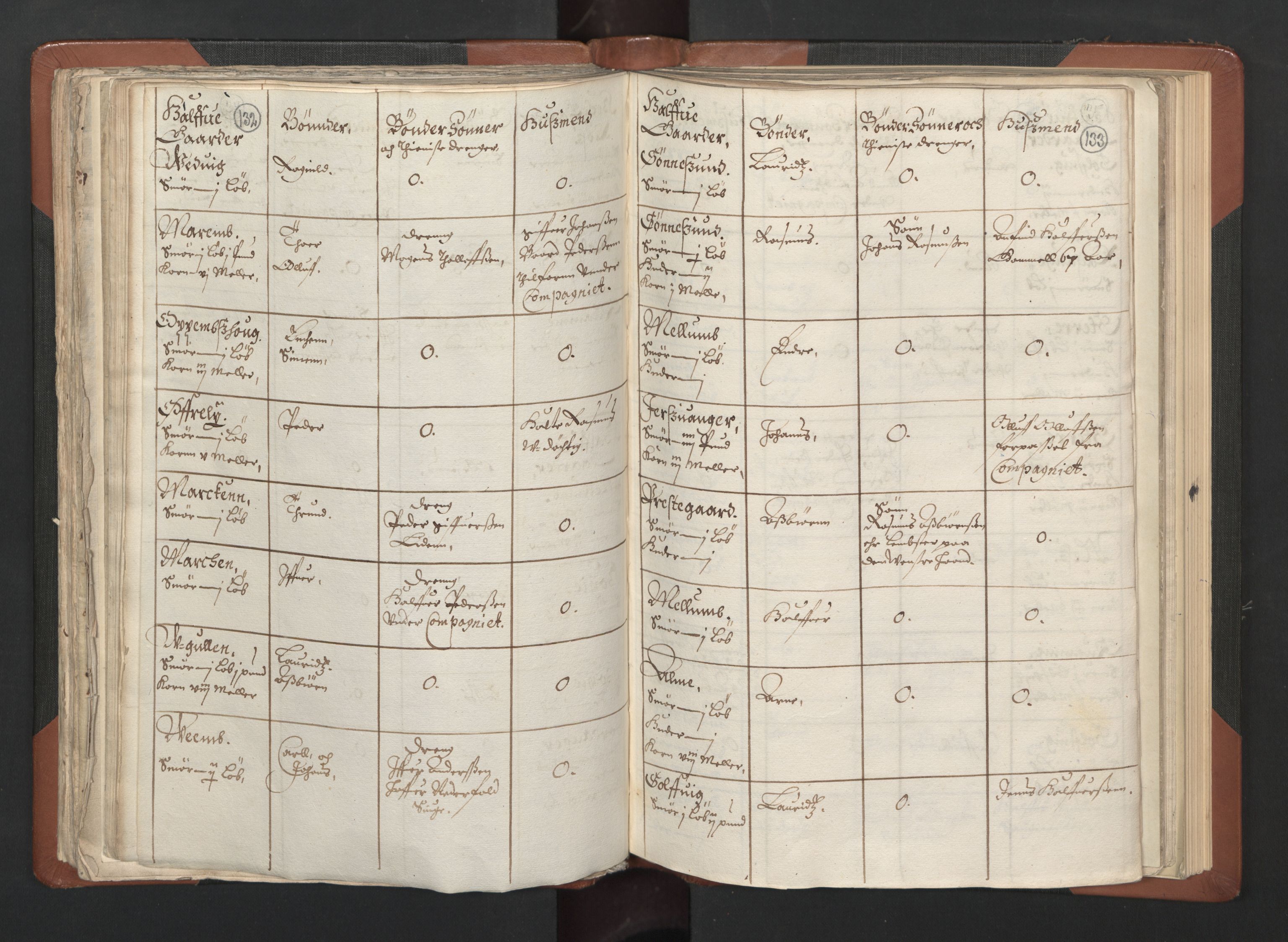 RA, Bailiff's Census 1664-1666, no. 14: Hardanger len, Ytre Sogn fogderi and Indre Sogn fogderi, 1664-1665, p. 132-133