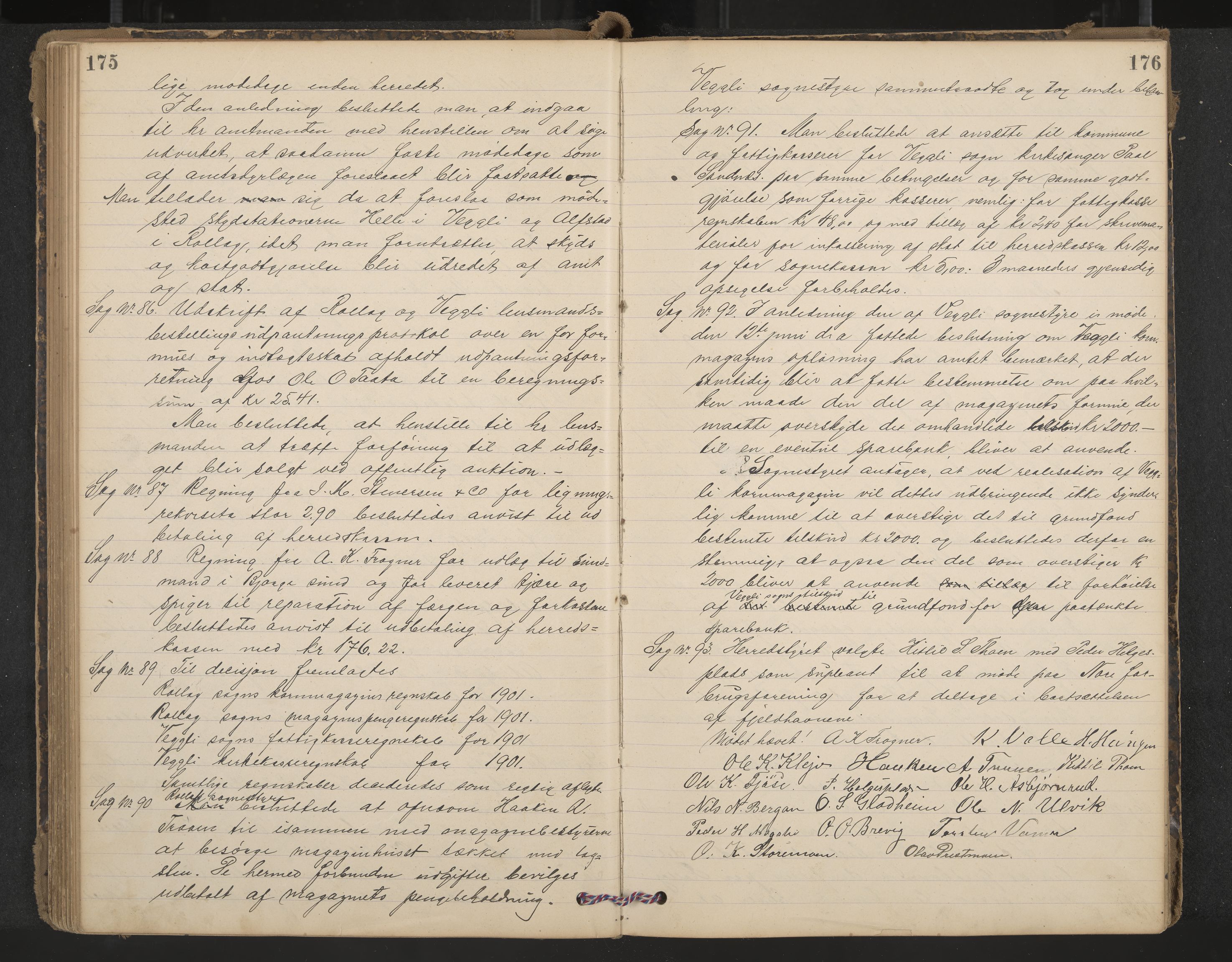 Rollag formannskap og sentraladministrasjon, IKAK/0632021-2/A/Aa/L0004: Møtebok, 1897-1909, p. 175-176