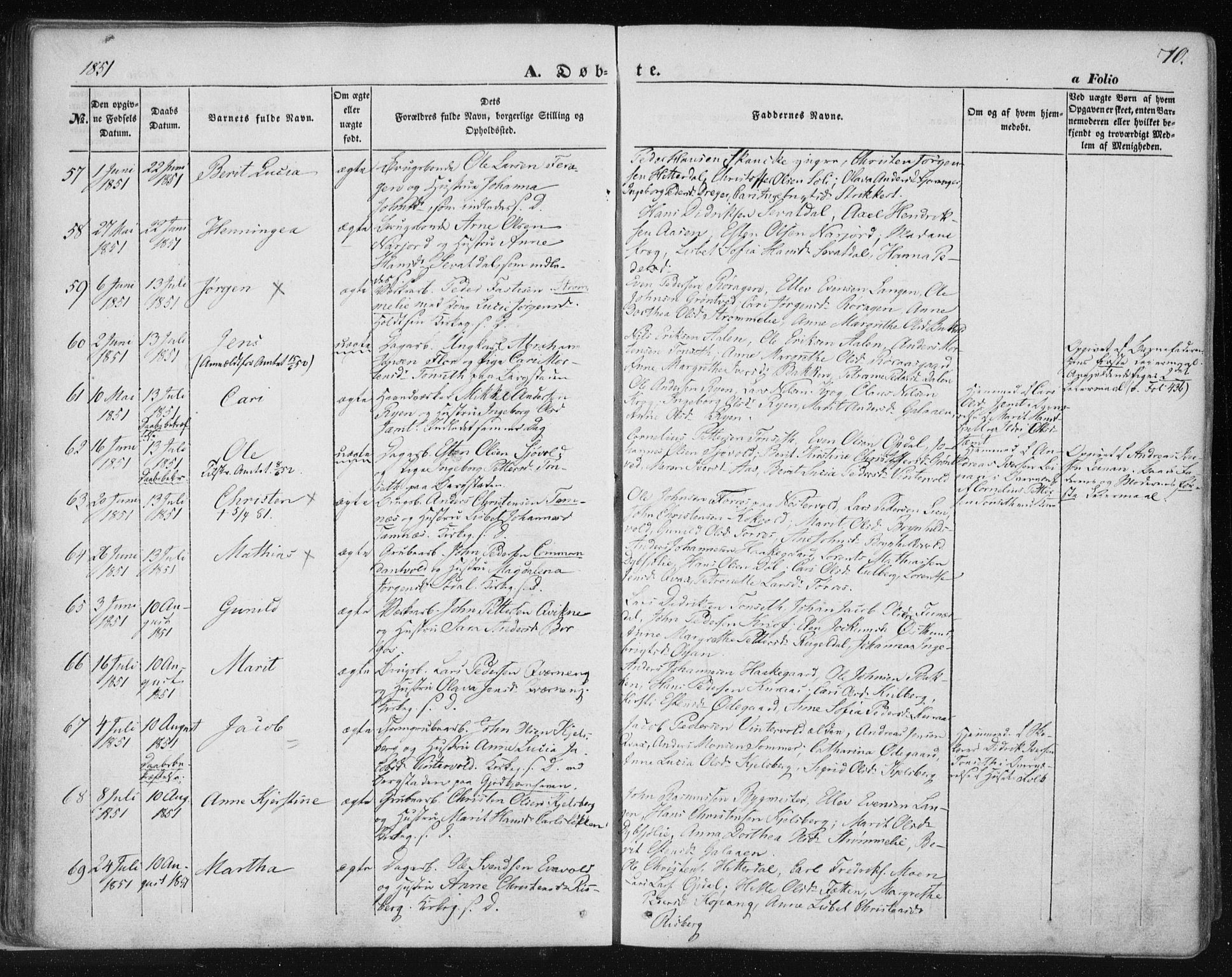 Ministerialprotokoller, klokkerbøker og fødselsregistre - Sør-Trøndelag, AV/SAT-A-1456/681/L0931: Parish register (official) no. 681A09, 1845-1859, p. 70