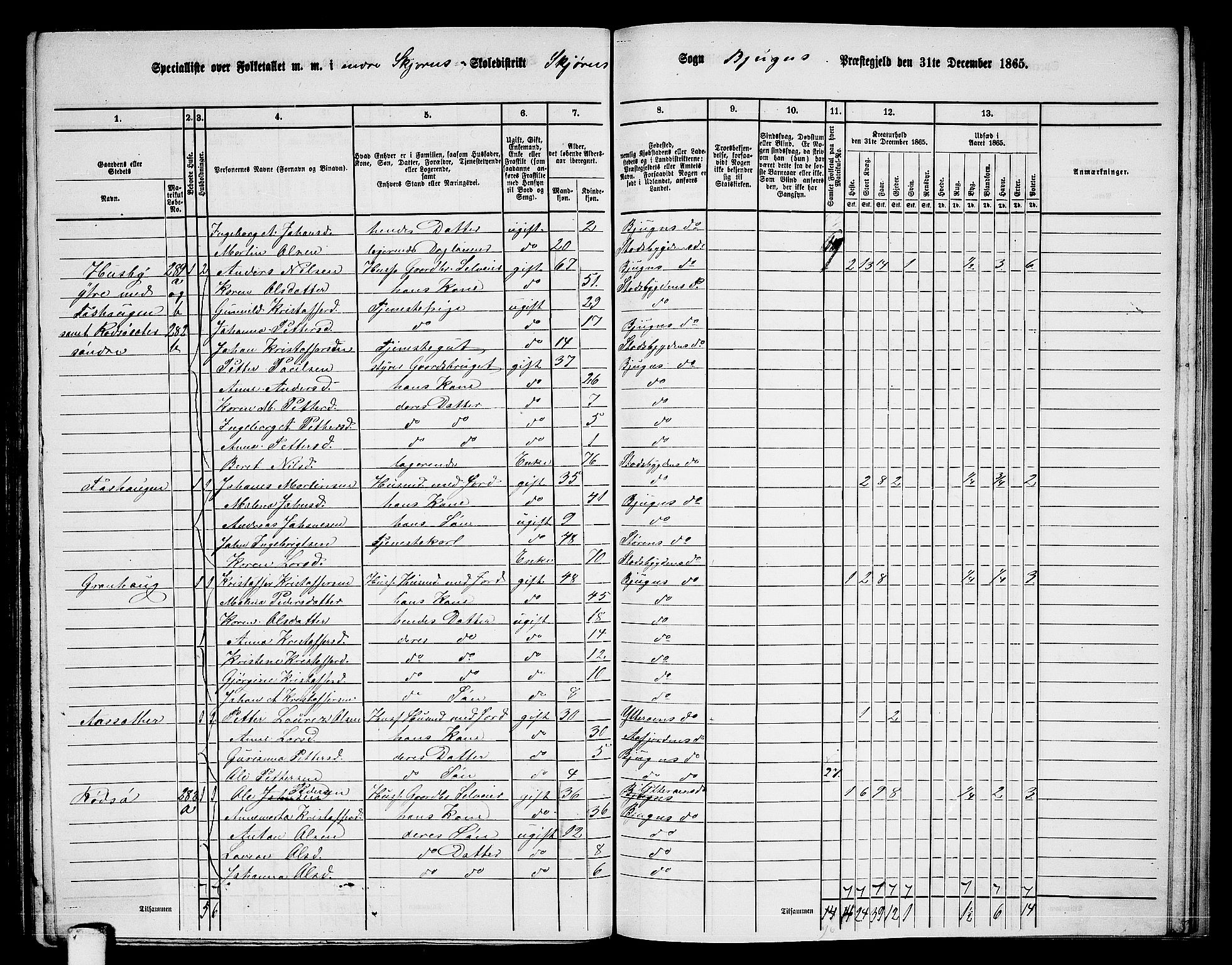 RA, 1865 census for Bjugn, 1865, p. 123