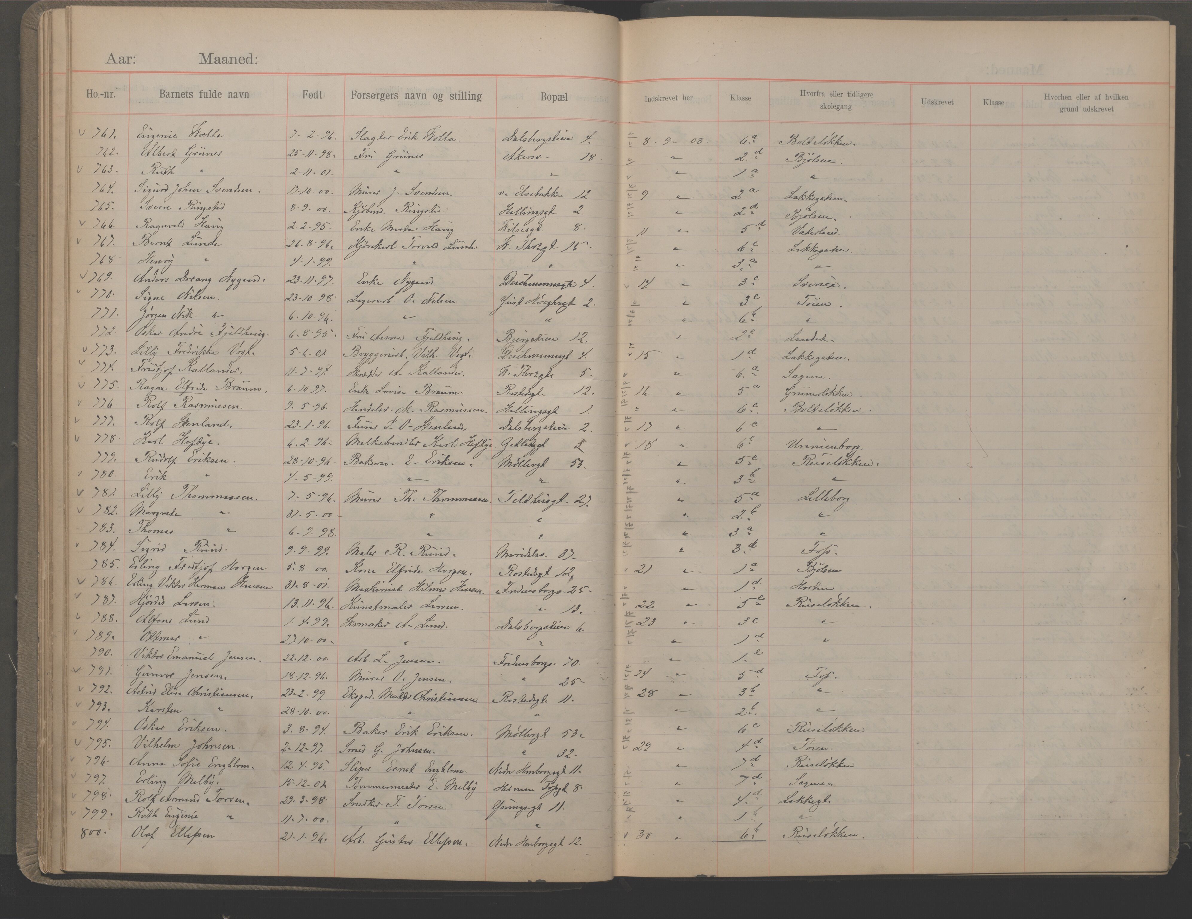 Møllergata skole, OBA/A-20129/F/Fa/L0002: Ut-/innskrivningsprotokoll, 1907-1932, p. 23