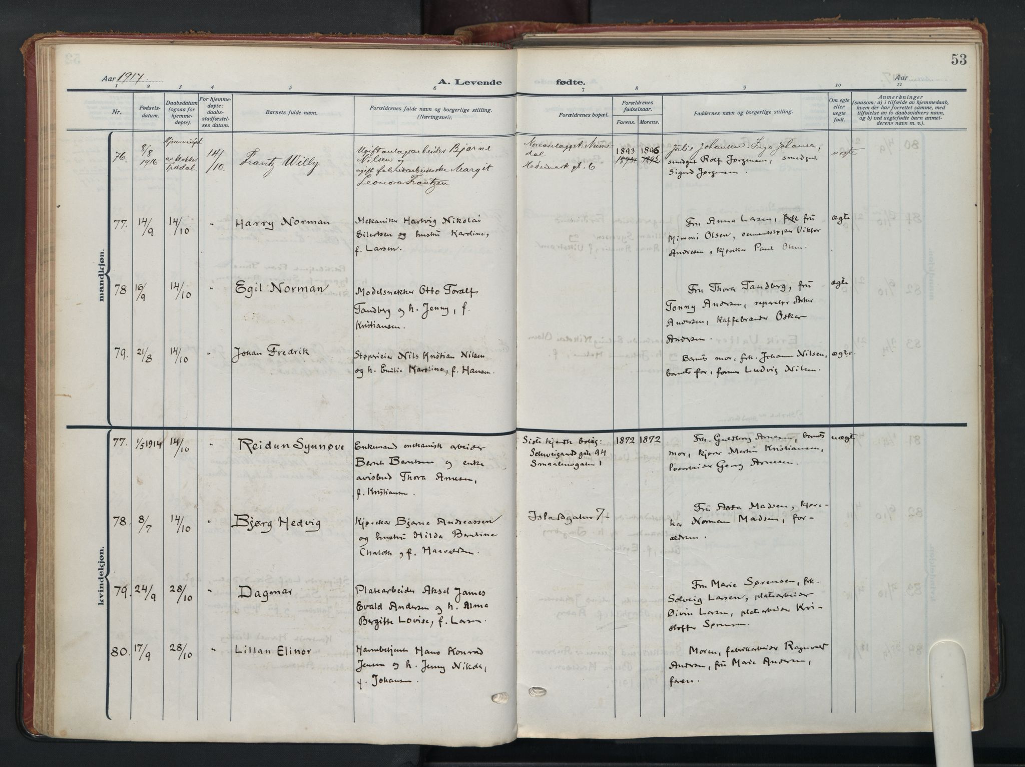 Vålerengen prestekontor Kirkebøker, SAO/A-10878/F/Fa/L0004: Parish register (official) no. 4, 1915-1929, p. 53