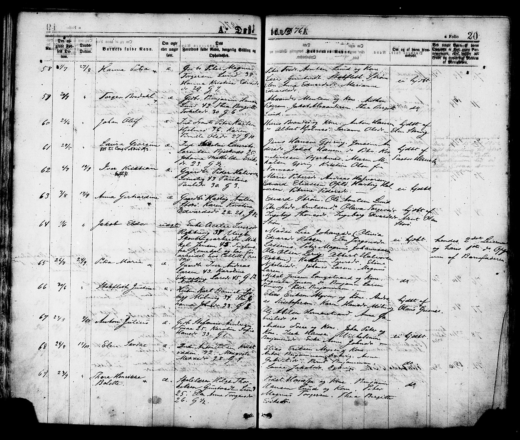 Ministerialprotokoller, klokkerbøker og fødselsregistre - Nord-Trøndelag, SAT/A-1458/780/L0642: Parish register (official) no. 780A07 /1, 1874-1885, p. 20