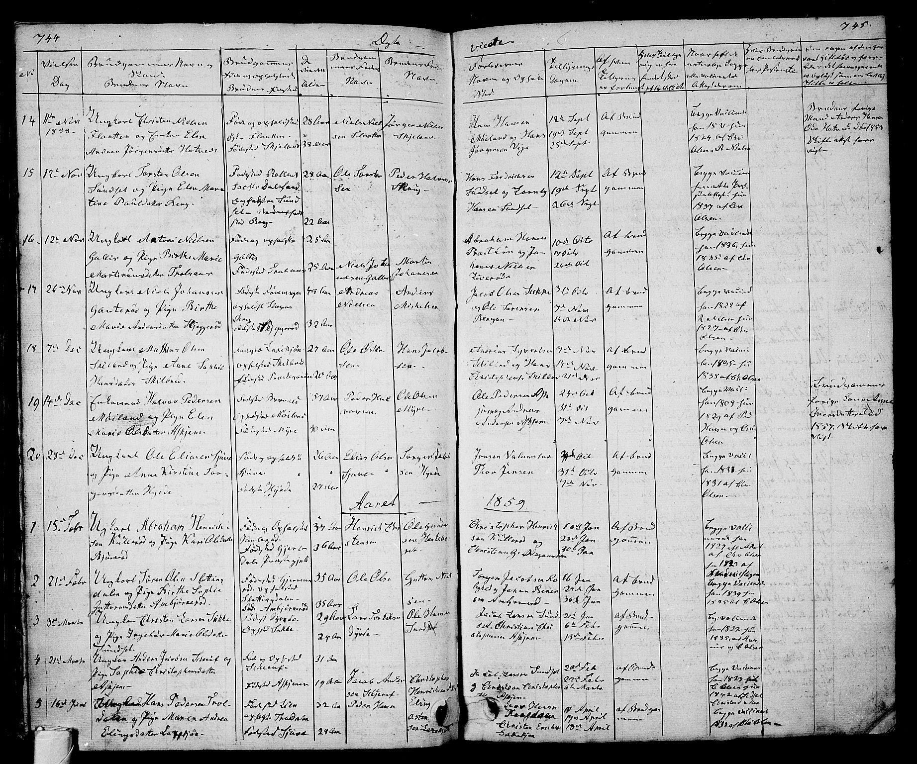 Andebu kirkebøker, AV/SAKO-A-336/G/Ga/L0003: Parish register (copy) no. I 3, 1832-1867, p. 744-745