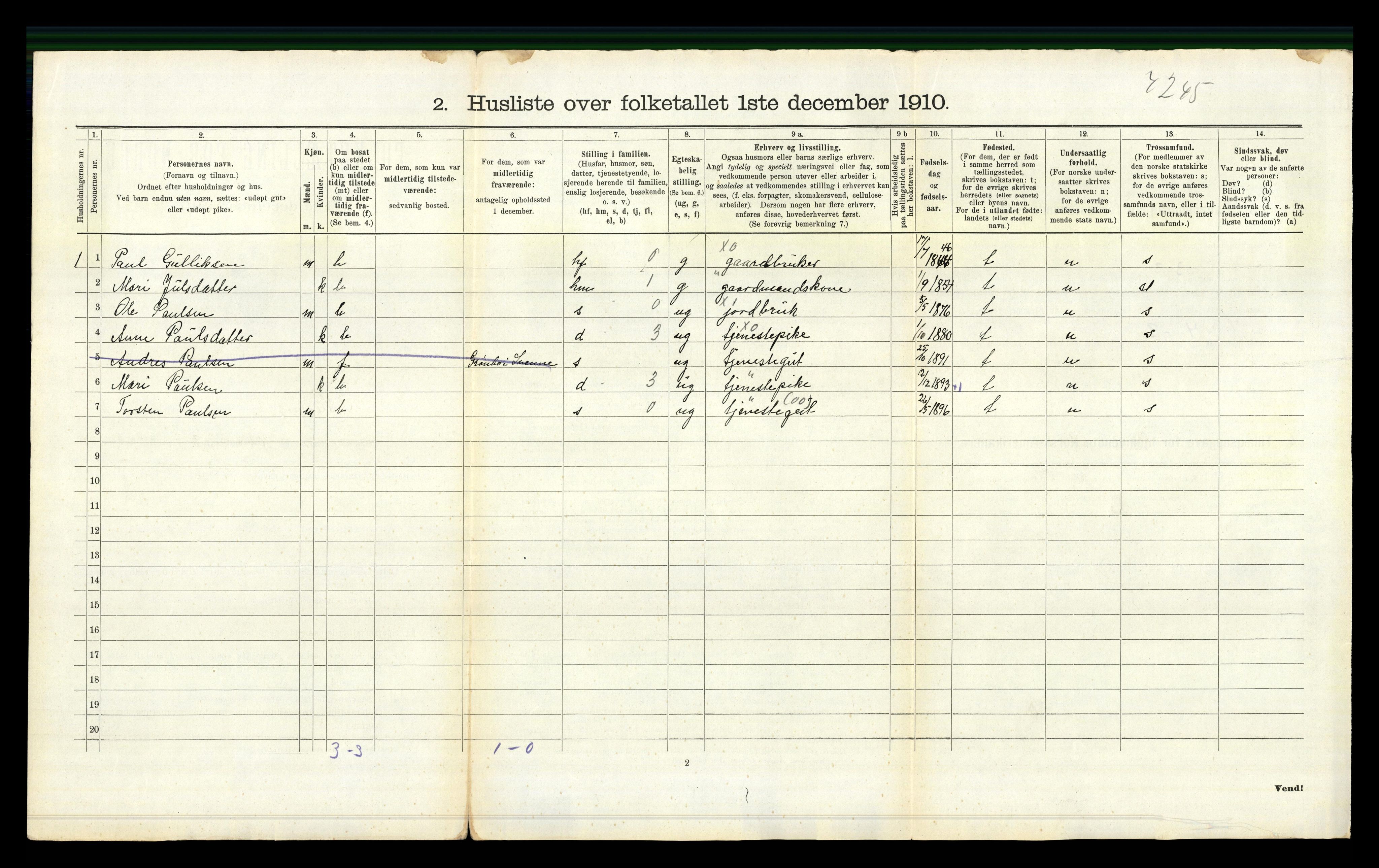 RA, 1910 census for Flesberg, 1910, p. 828