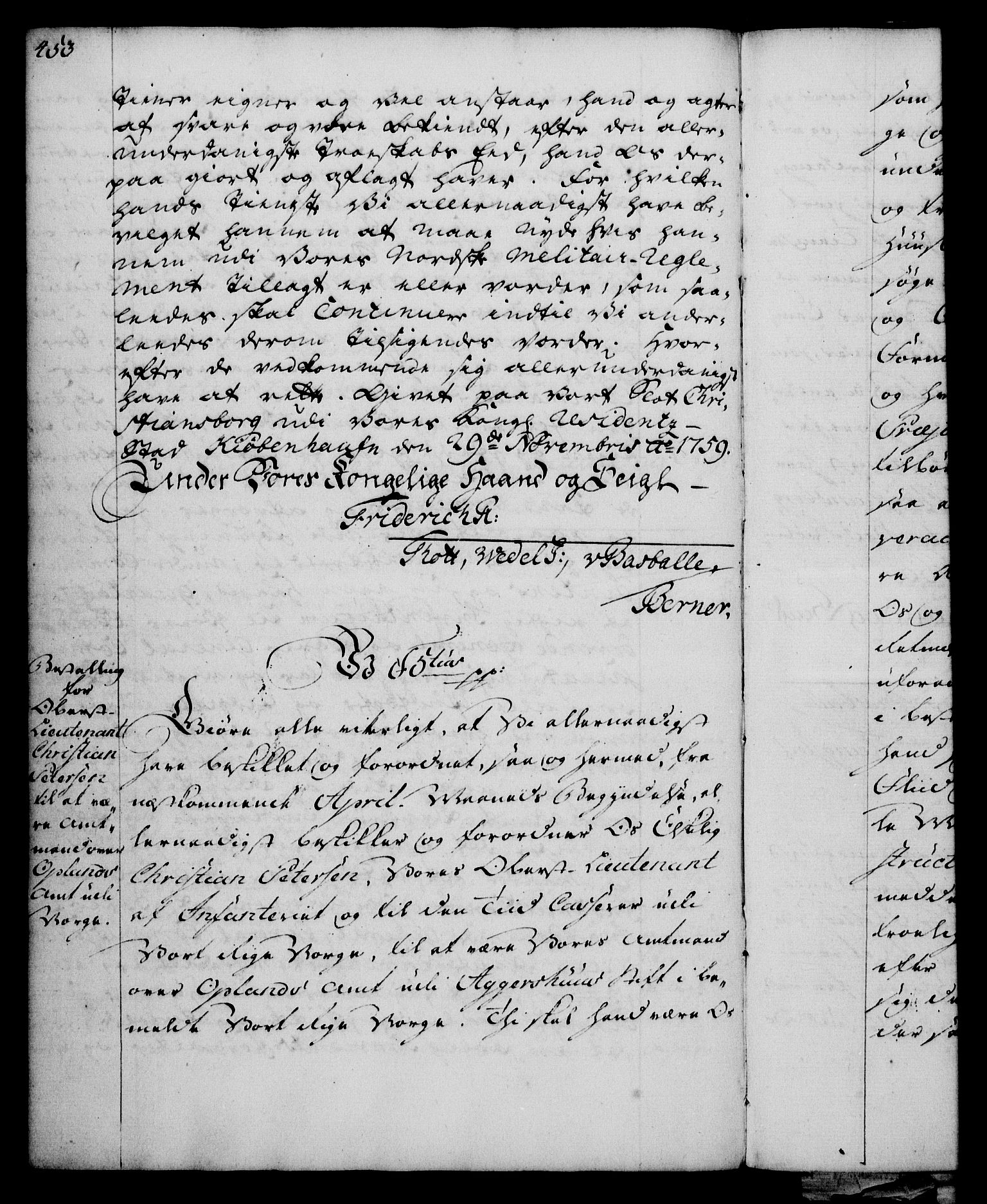 Rentekammeret, Kammerkanselliet, RA/EA-3111/G/Gg/Gge/L0003: Norsk bestallingsprotokoll med register (merket RK 53.27), 1745-1761, p. 453
