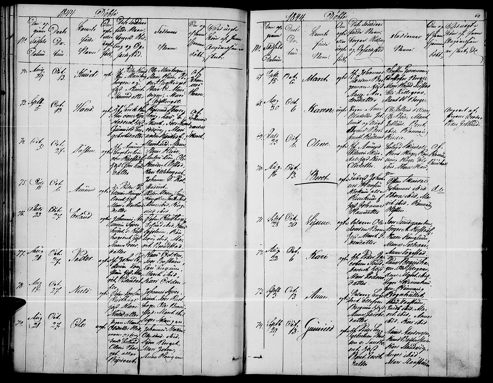 Fron prestekontor, AV/SAH-PREST-078/H/Ha/Haa/L0004: Parish register (official) no. 4, 1839-1848, p. 64