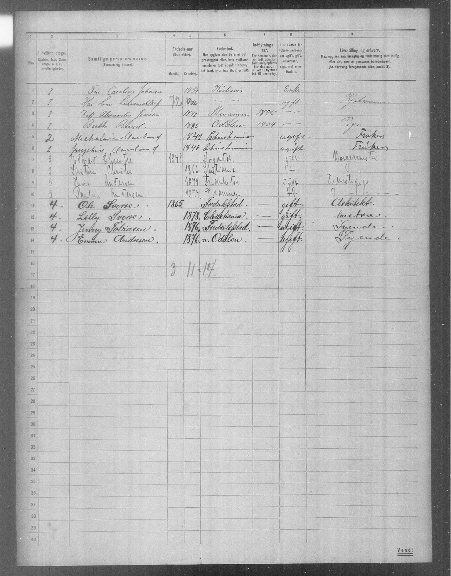 OBA, Municipal Census 1904 for Kristiania, 1904, p. 20734