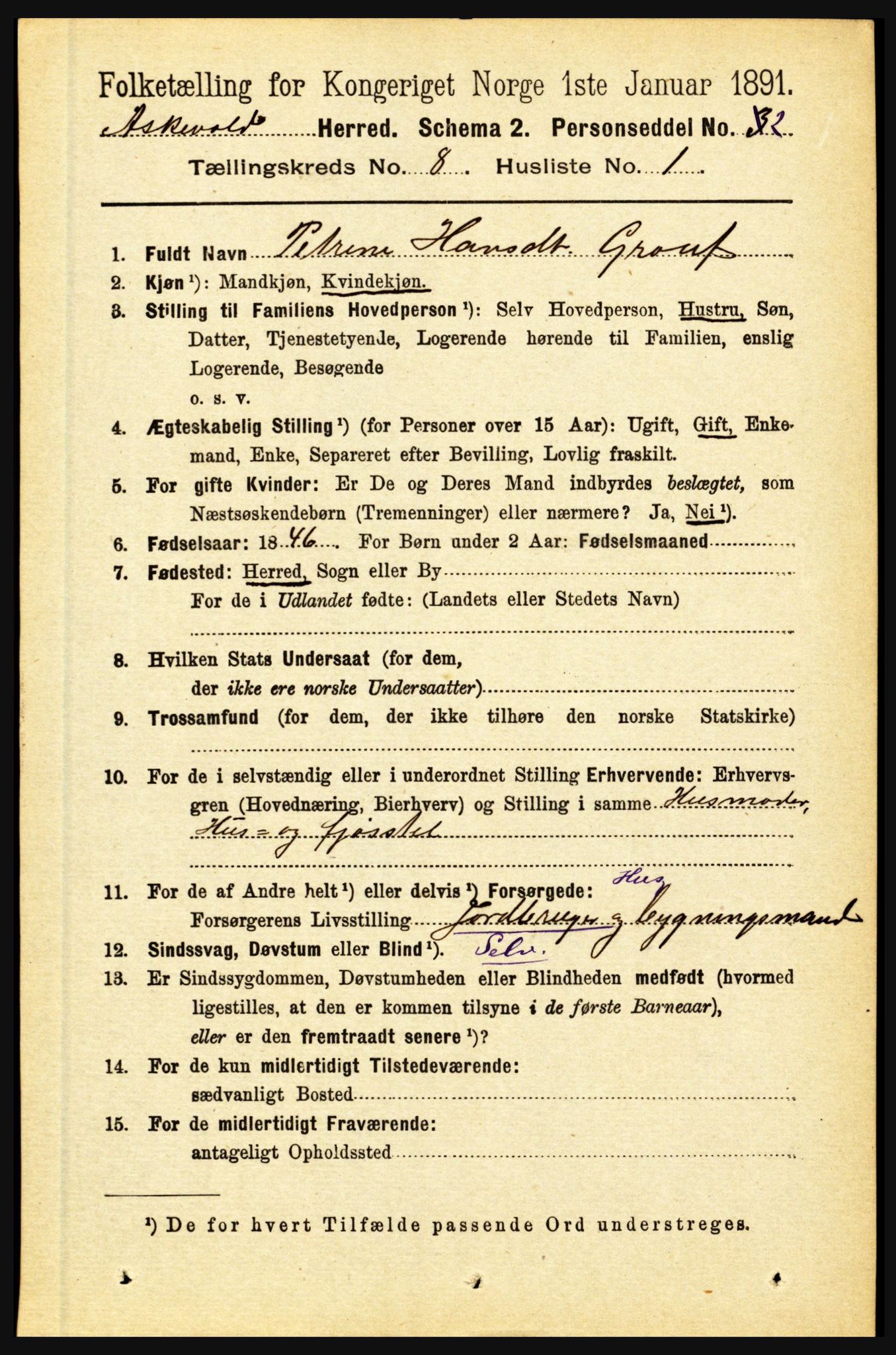 RA, 1891 census for 1428 Askvoll, 1891, p. 2141