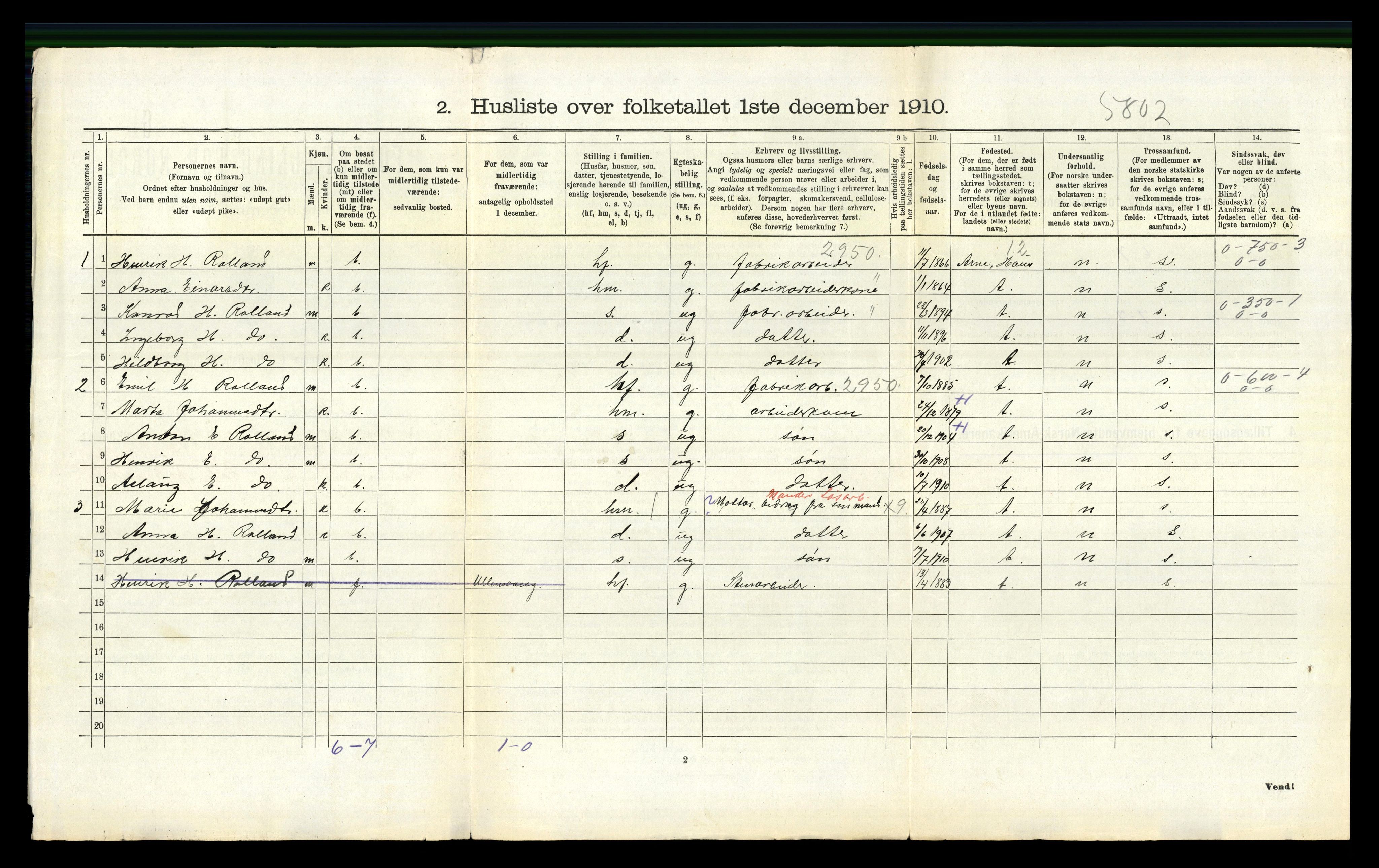 RA, 1910 census for Bruvik, 1910, p. 589