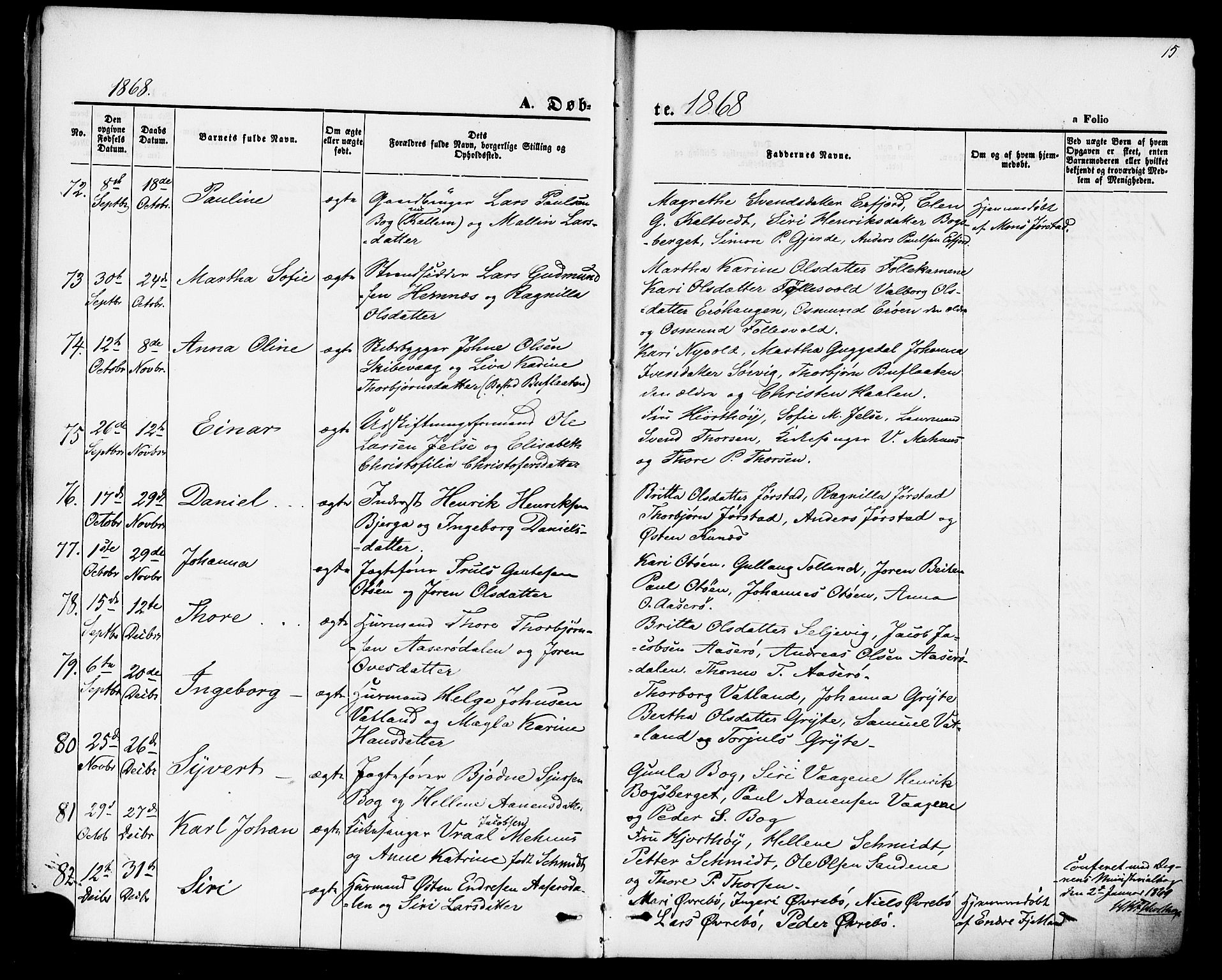 Jelsa sokneprestkontor, AV/SAST-A-101842/01/IV: Parish register (official) no. A 8, 1867-1883, p. 15