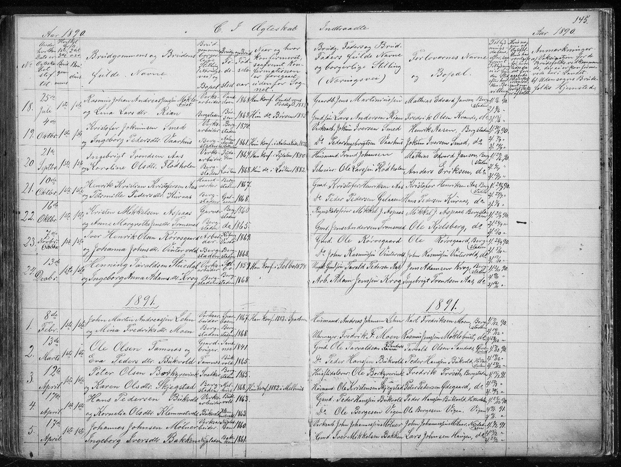 Ministerialprotokoller, klokkerbøker og fødselsregistre - Sør-Trøndelag, SAT/A-1456/681/L0940: Parish register (copy) no. 681C04, 1880-1895, p. 145