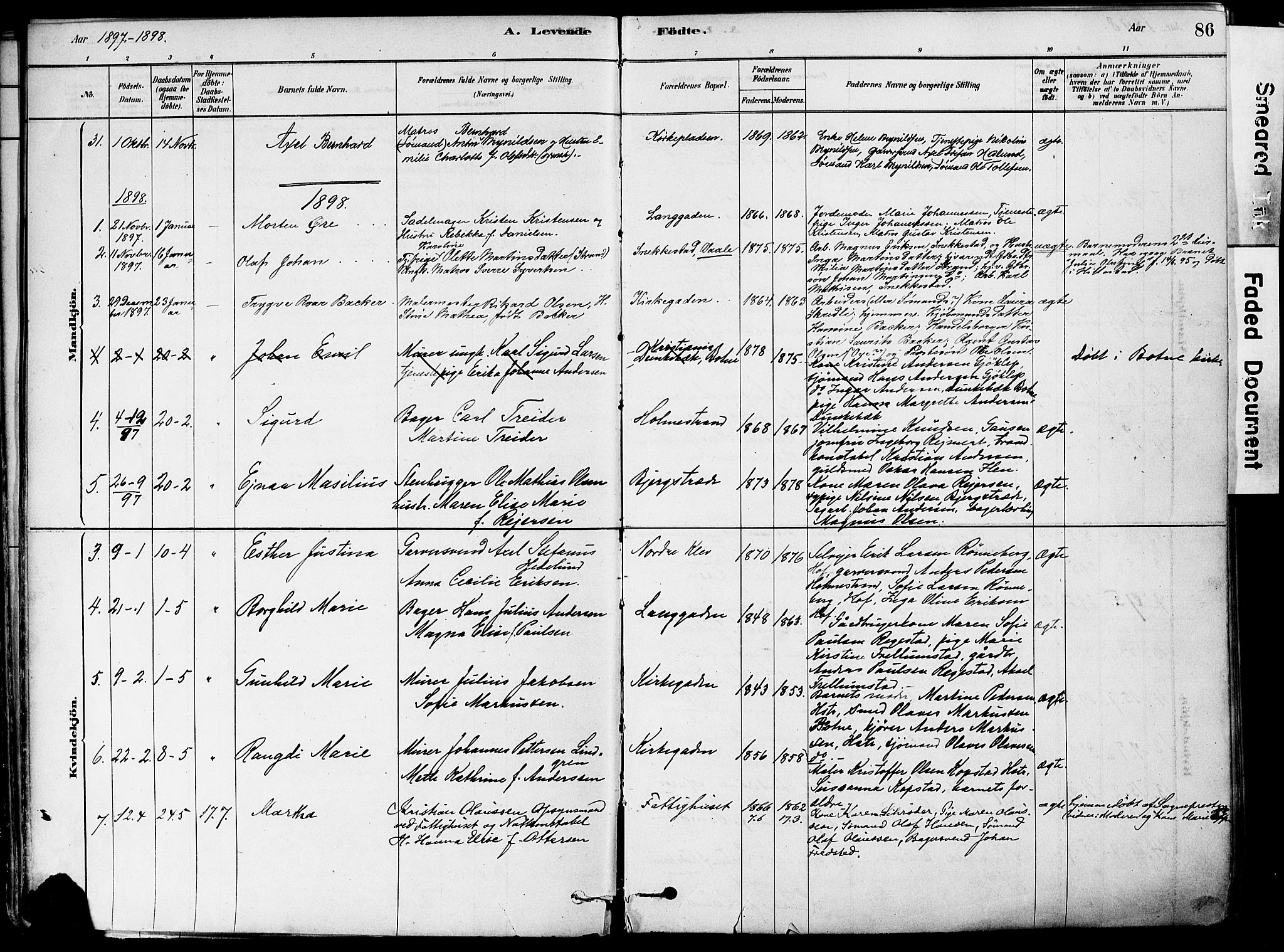 Holmestrand kirkebøker, AV/SAKO-A-346/F/Fa/L0004: Parish register (official) no. 4, 1880-1901, p. 86