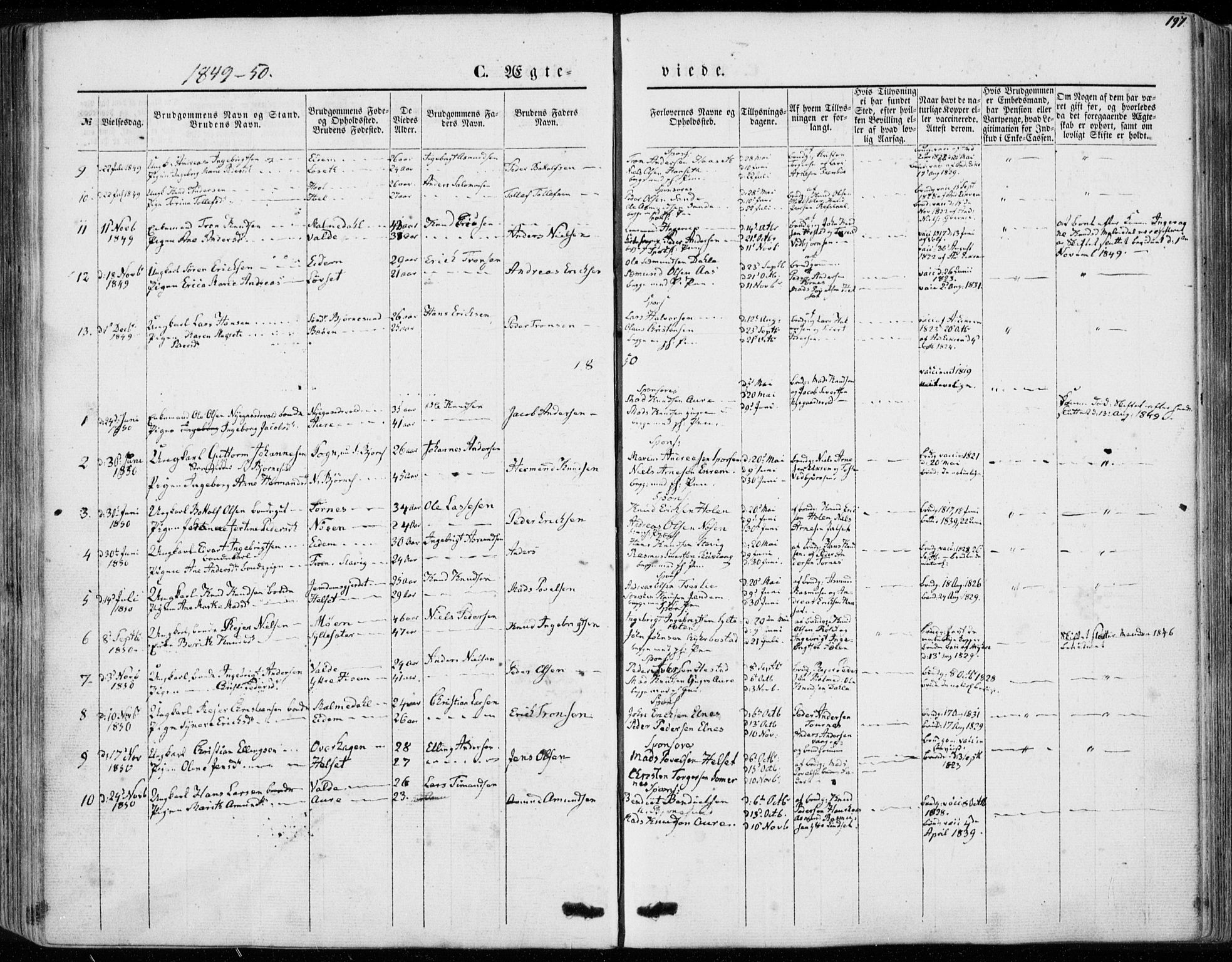 Ministerialprotokoller, klokkerbøker og fødselsregistre - Møre og Romsdal, SAT/A-1454/565/L0748: Parish register (official) no. 565A02, 1845-1872, p. 197