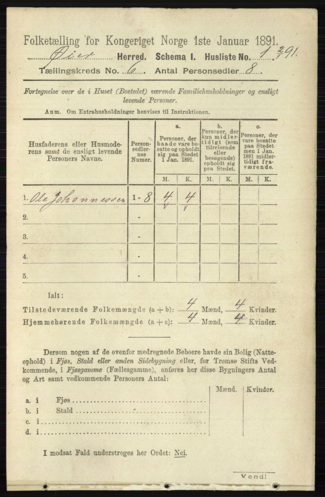 RA, 1891 census for 0521 Øyer, 1891, p. 1931