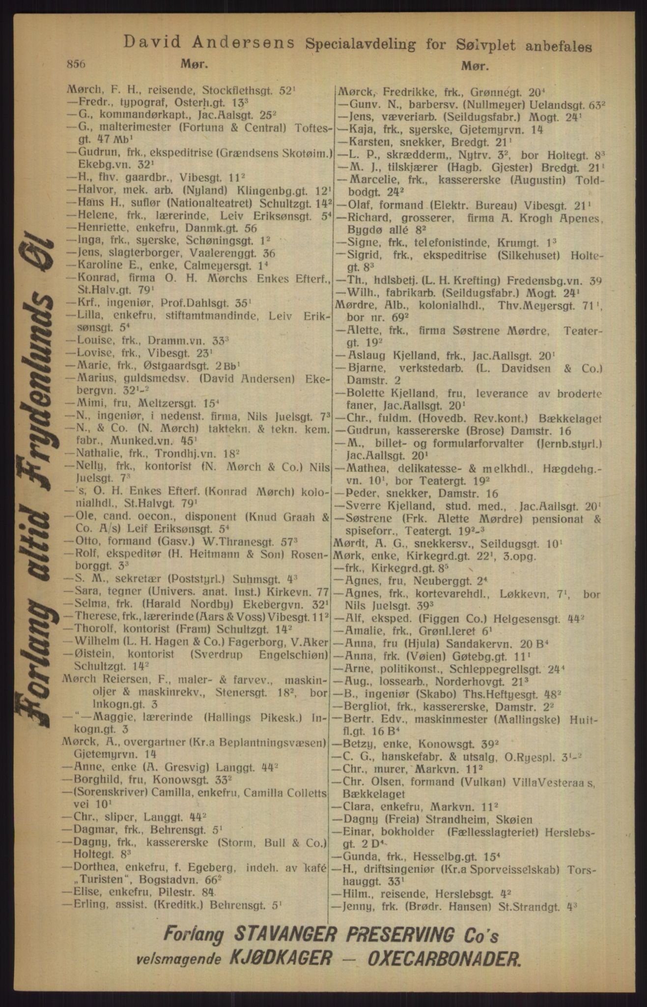 Kristiania/Oslo adressebok, PUBL/-, 1915, p. 856