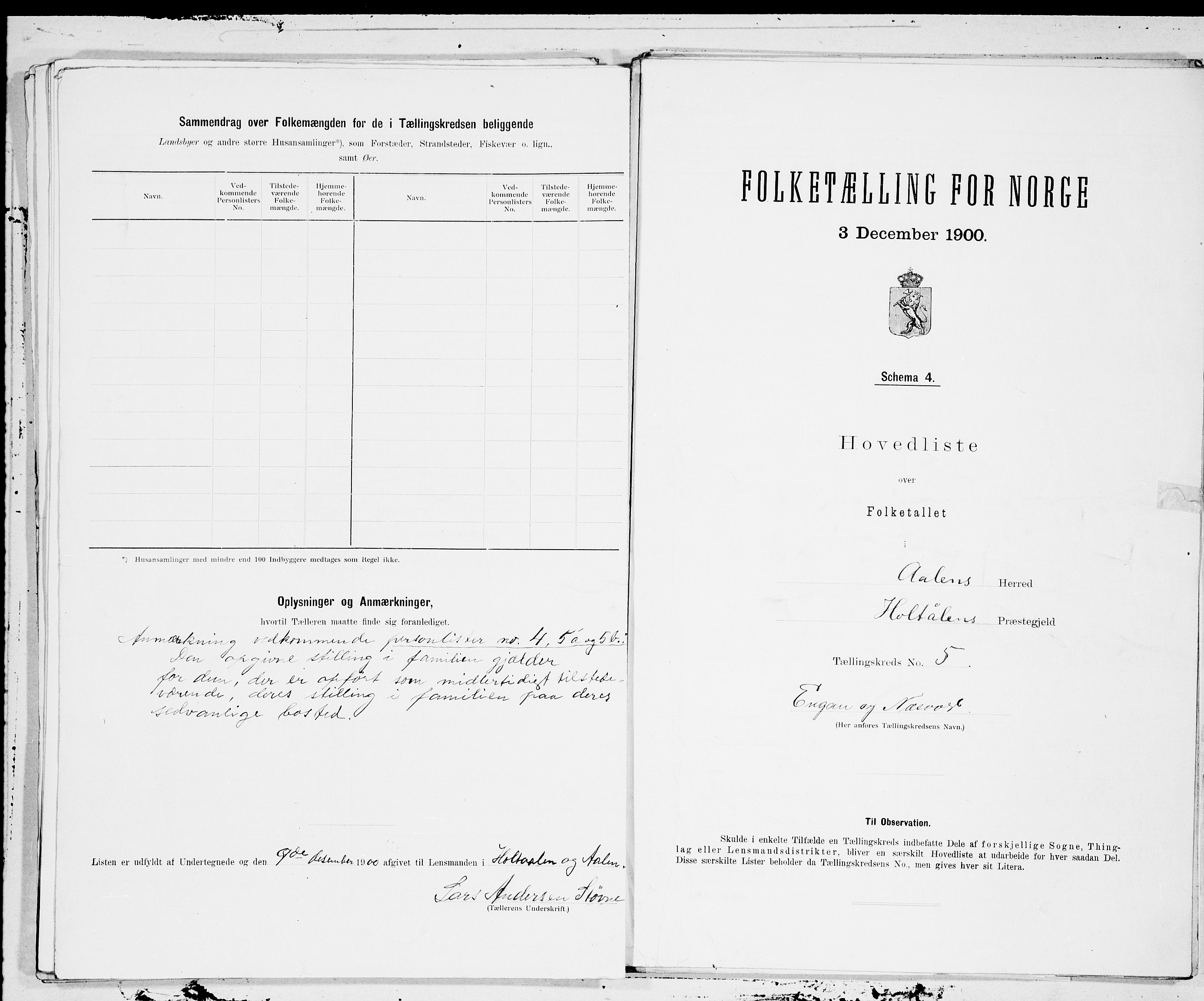 SAT, 1900 census for Ålen, 1900, p. 12