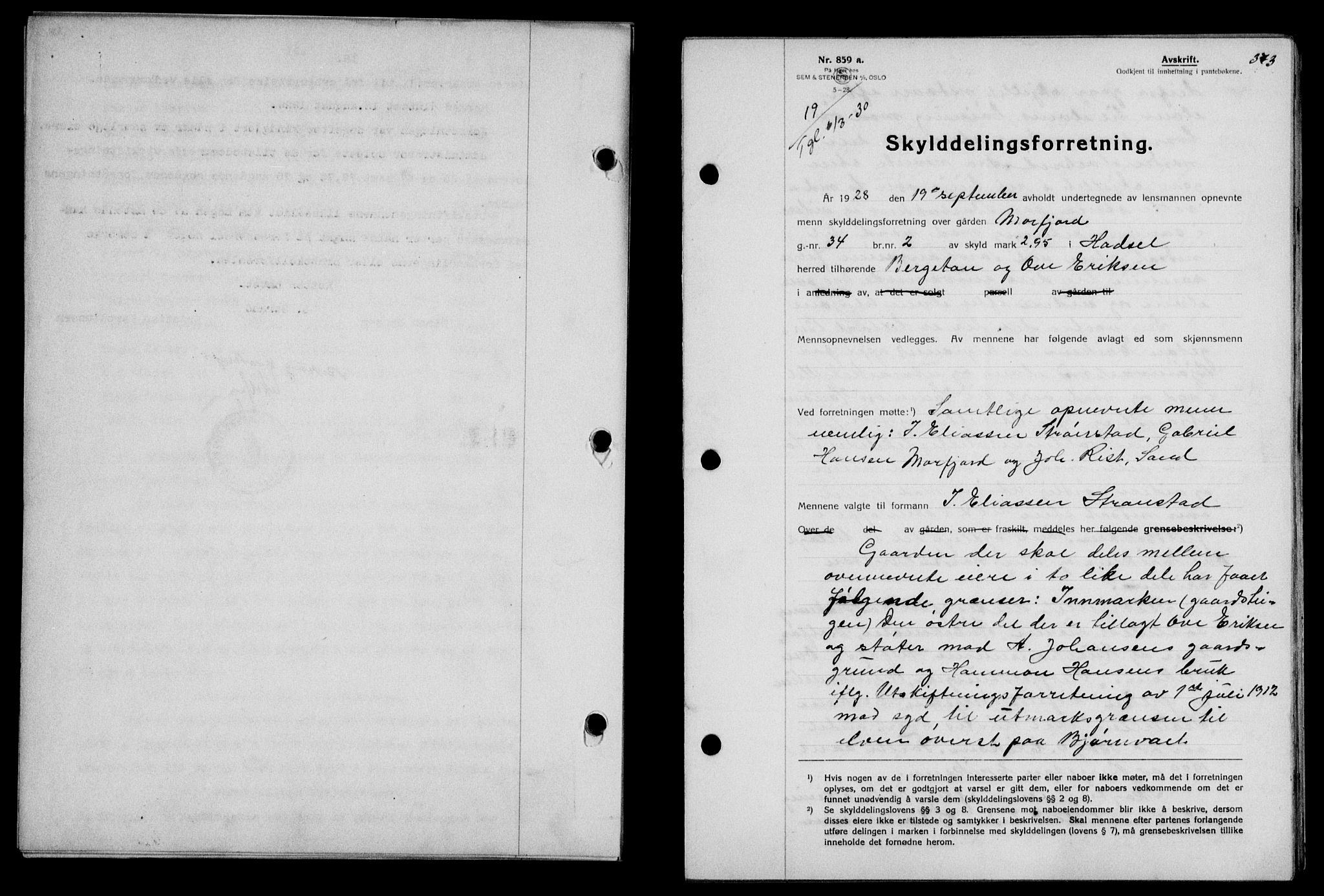 Vesterålen sorenskriveri, SAT/A-4180/1/2/2Ca/L0050: Mortgage book no. 43, 1929-1930, Deed date: 06.03.1930