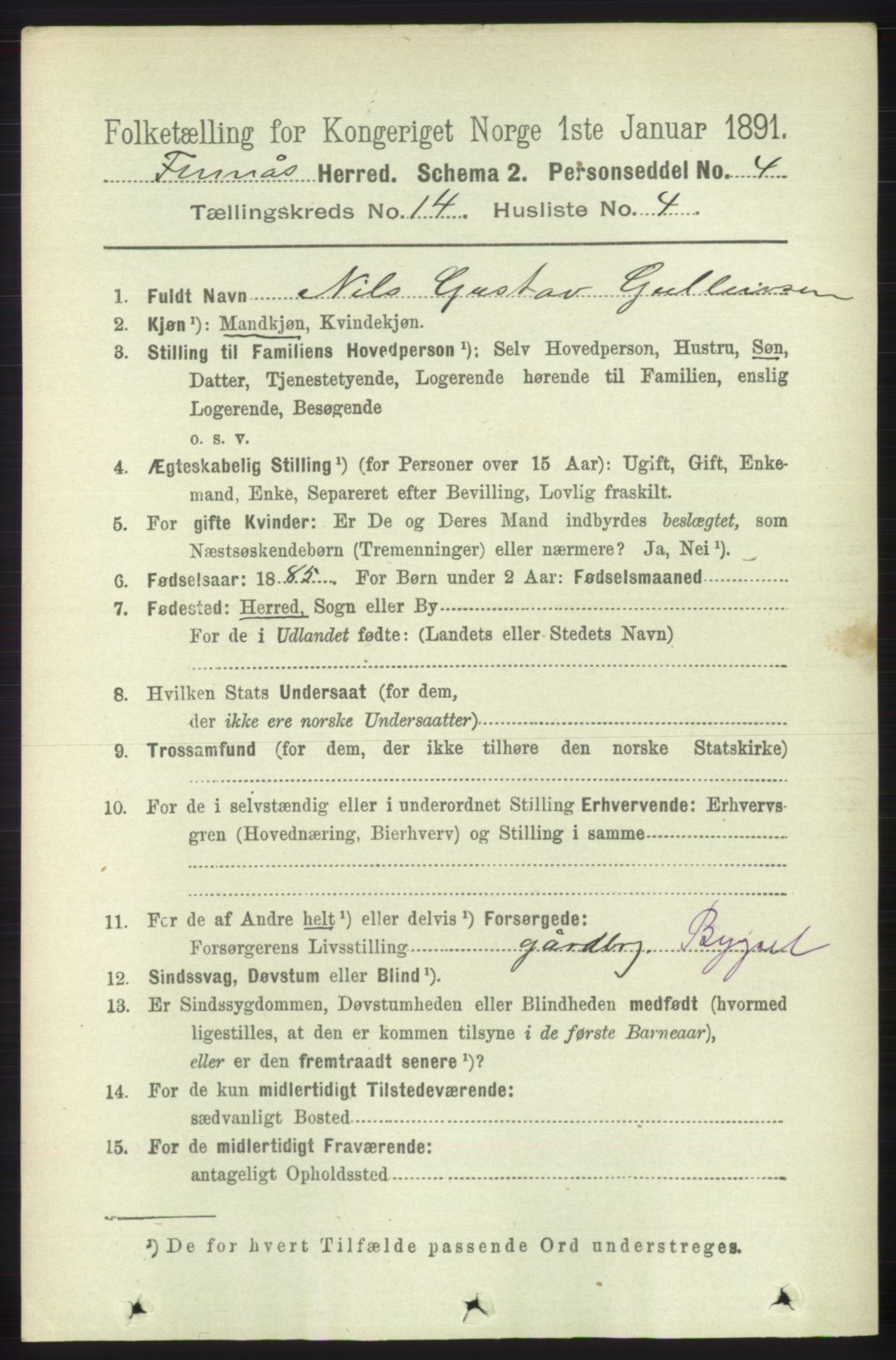 RA, 1891 census for 1218 Finnås, 1891, p. 5720