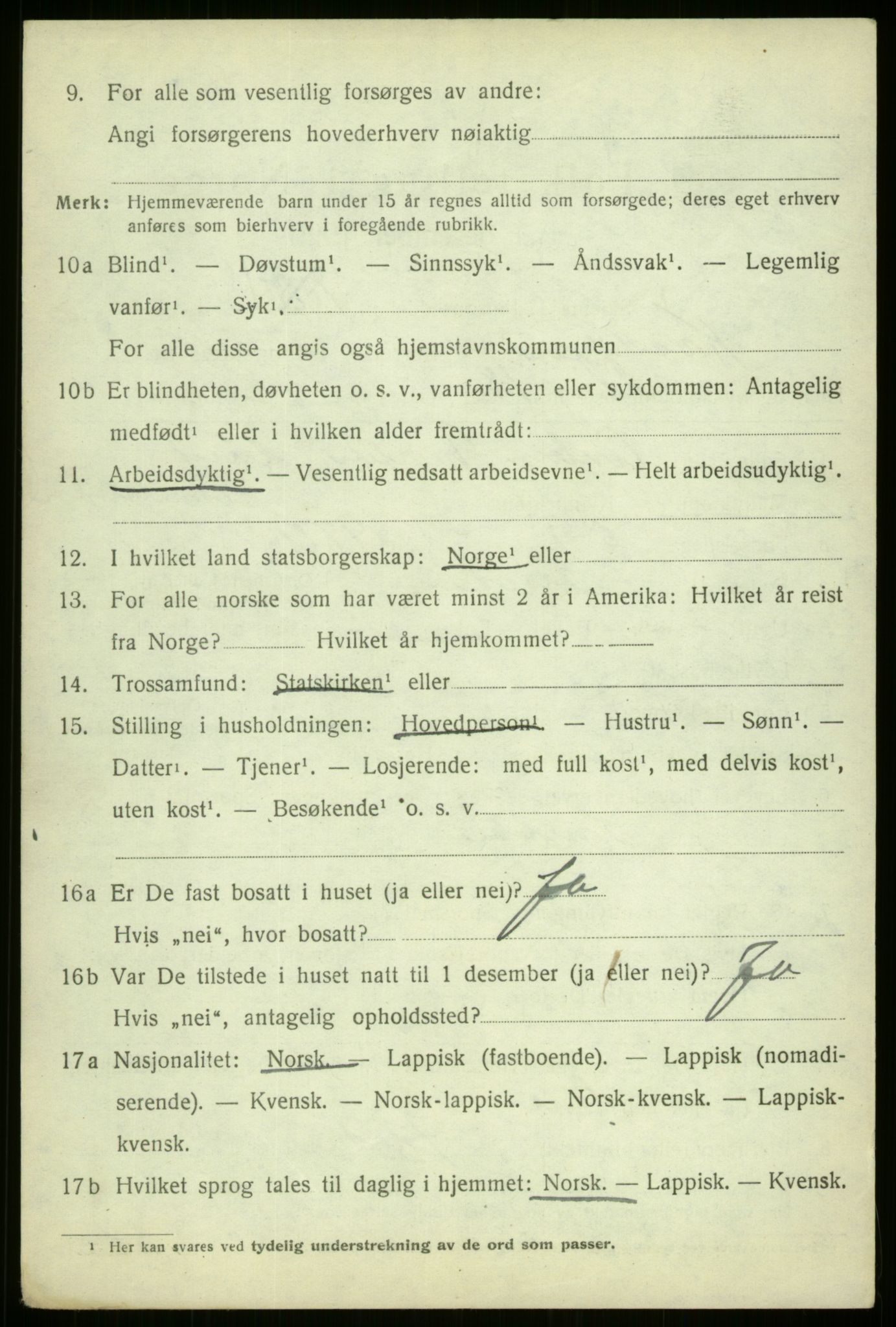 SATØ, 1920 census for Kvæfjord, 1920, p. 1390