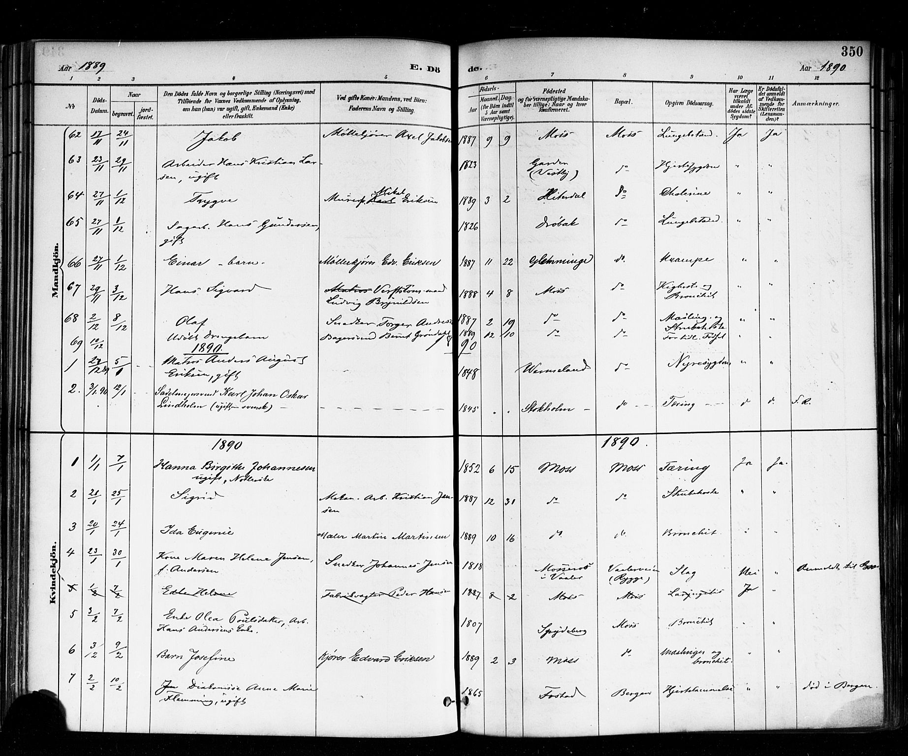 Moss prestekontor Kirkebøker, AV/SAO-A-2003/F/Fb/L0002b: Parish register (official) no. II 2B, 1887-1893, p. 350