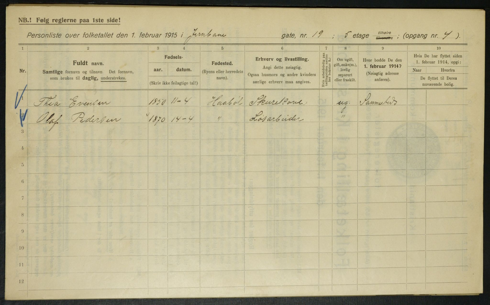 OBA, Municipal Census 1915 for Kristiania, 1915, p. 46358