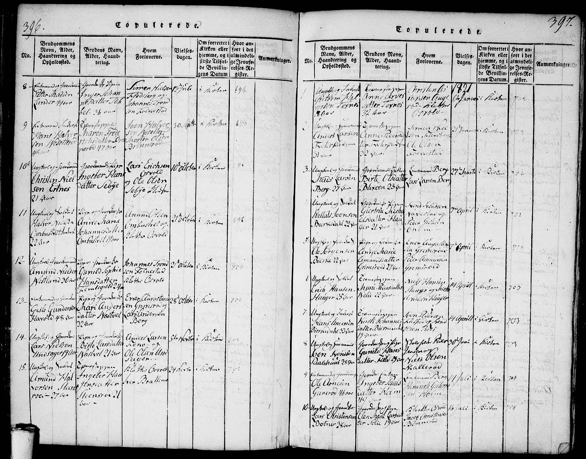 Våler prestekontor Kirkebøker, AV/SAO-A-11083/F/Fa/L0005: Parish register (official) no. I 5, 1815-1839, p. 396-397